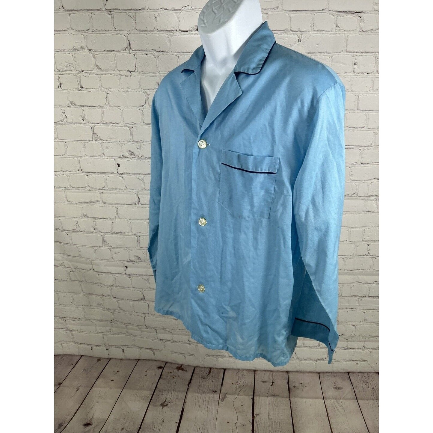 VTG Towncraft JCPenneys Penn-Prest Blue Long Sleeve Button Up Sleep Shirt Men’s M