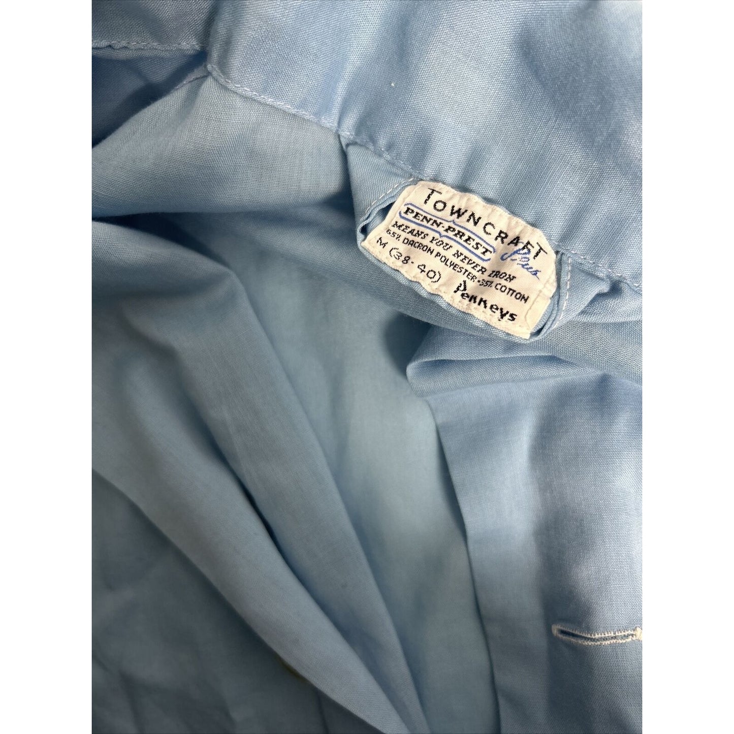 VTG Towncraft JCPenneys Penn-Prest Blue Long Sleeve Button Up Sleep Shirt Men’s M