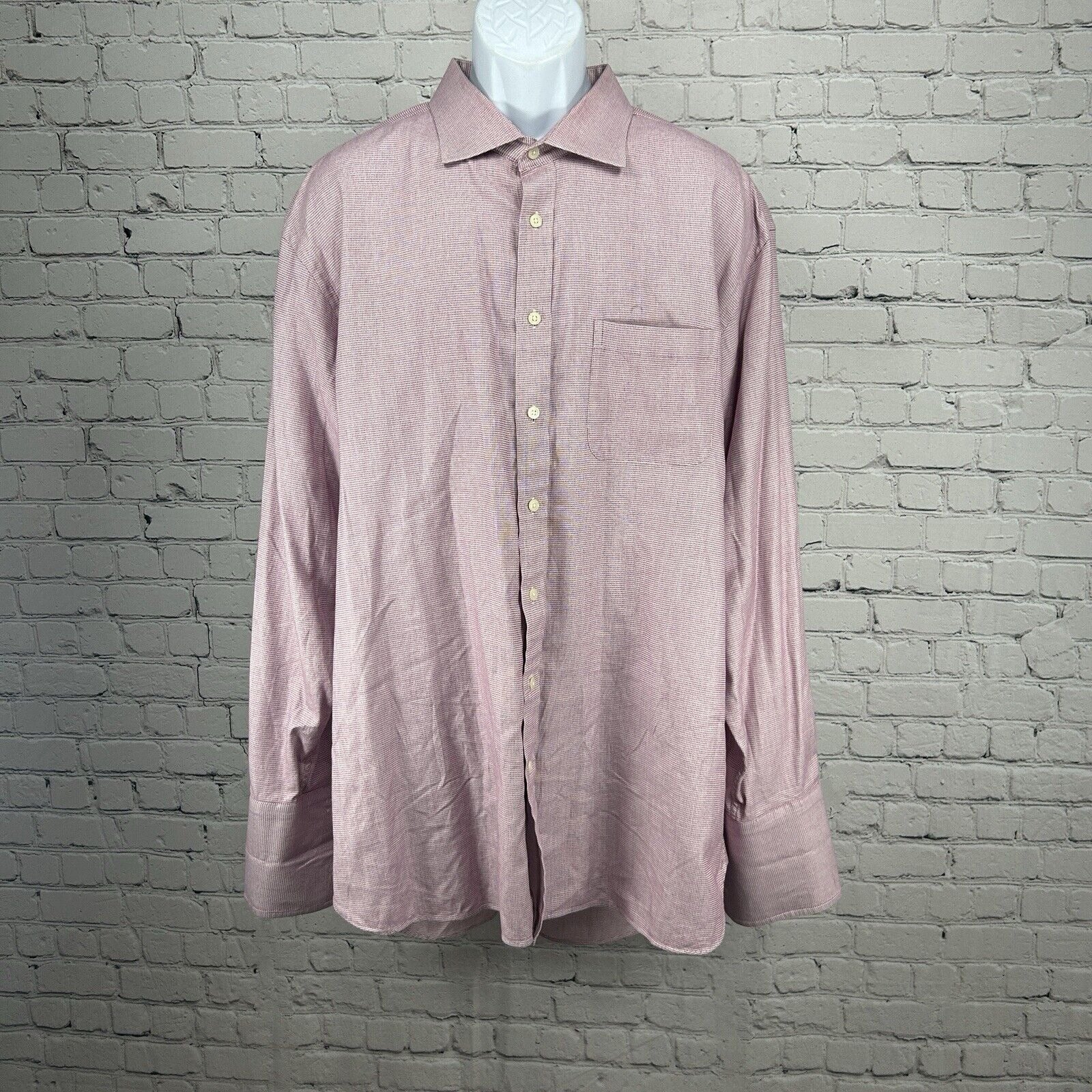 Charles Tyrwhitt Light Red Check Button Up Collared Dress Shirt Men's   Thrift Threads