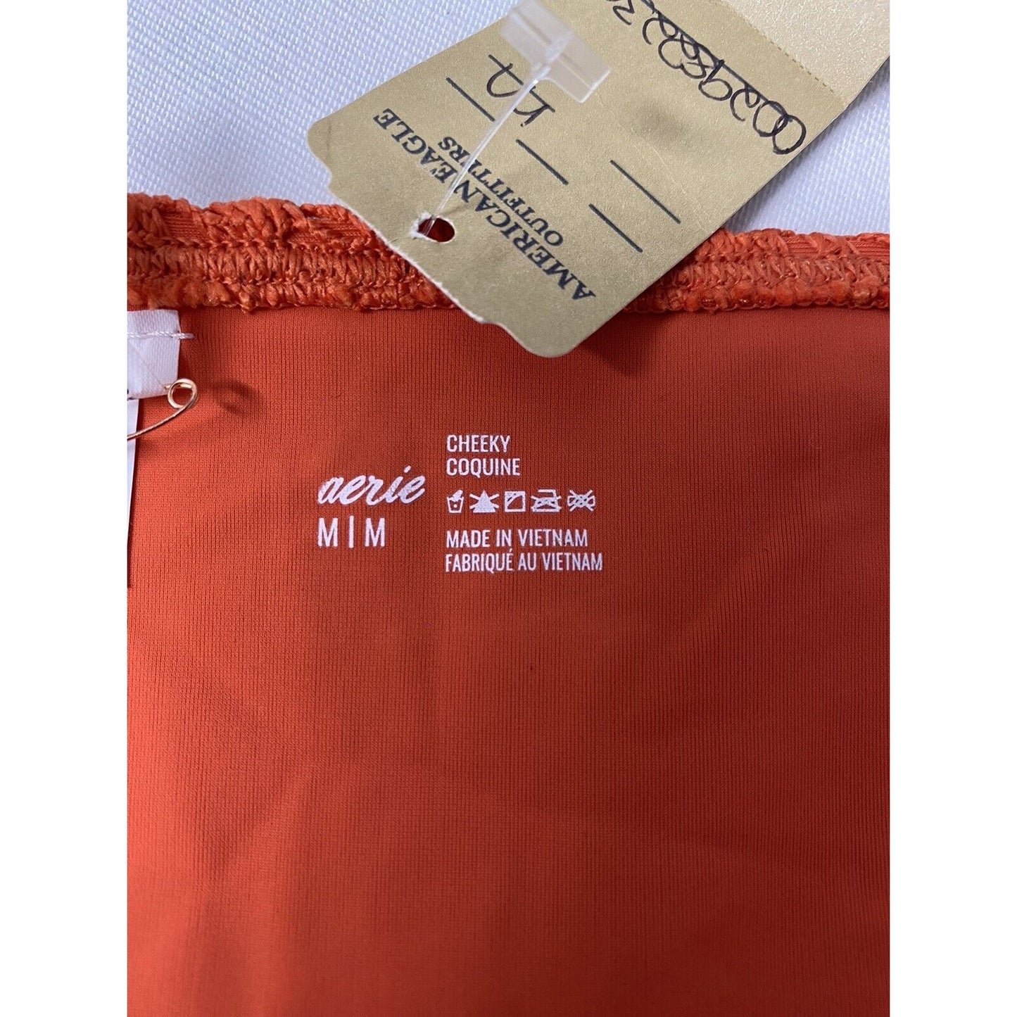 Aerie Cheeky Orange Knit Swimsuit Bikini Bottoms NWT M Medium