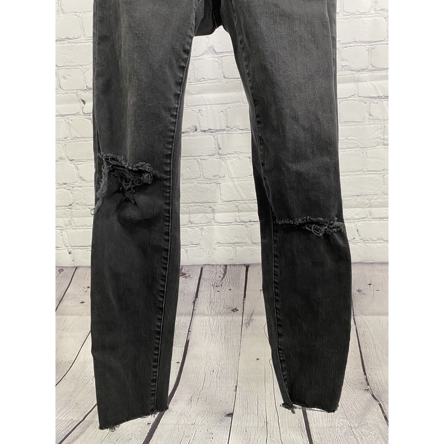 Madewell Black Distressed 9” High Rise Skinny Denim Jeans Size 0