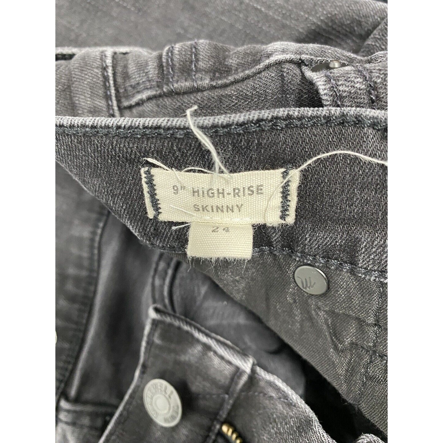 Madewell Black Distressed 9” High Rise Skinny Denim Jeans Size 0