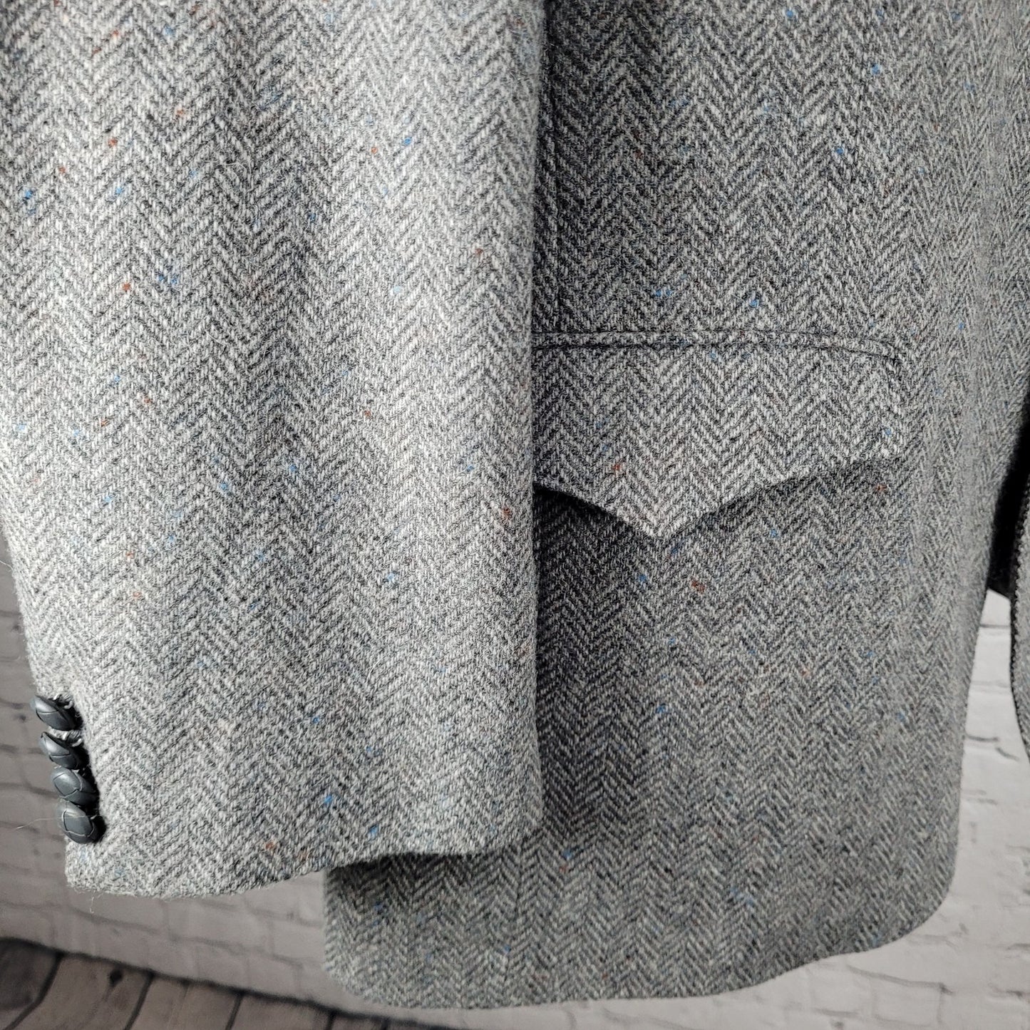 Farah Westernwear Grey Wool Tweed 2 Button Vented Blazer Sport Coat Size 46R