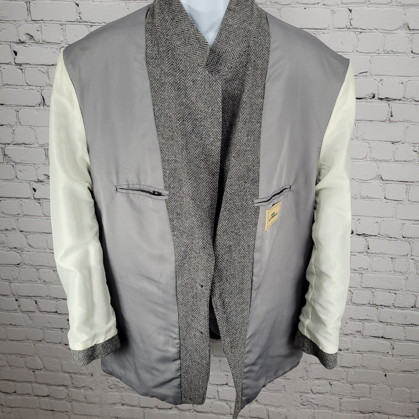 Farah Westernwear Grey Wool Tweed 2 Button Vented Blazer Sport Coat Size 46R