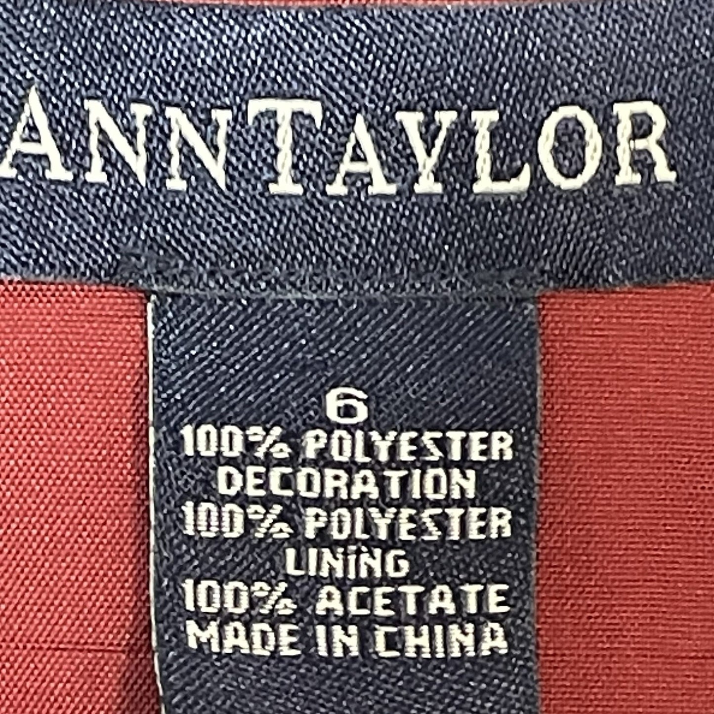 Ann Taylor Deep Red Satin Tie A Line Strapless Zipped Evening Prom Dress Size 6