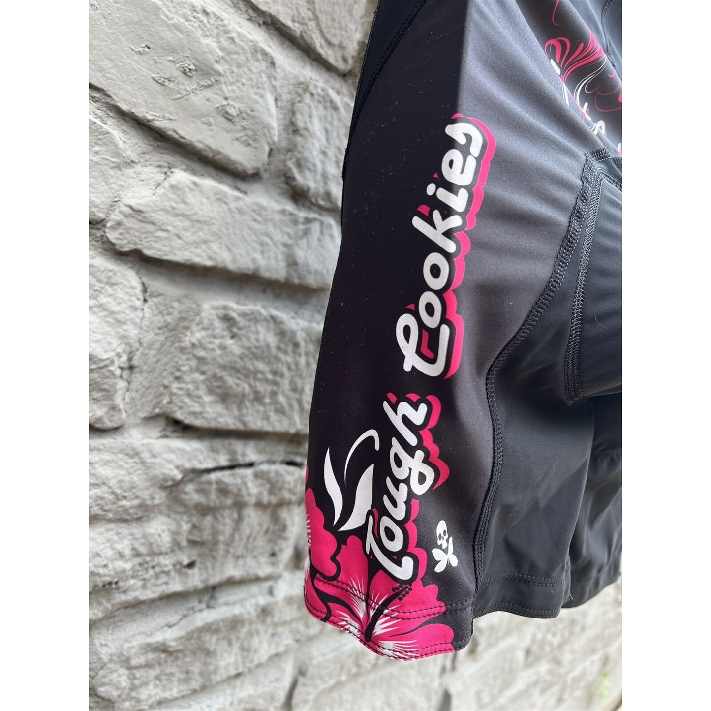 PACTIMO Women’s S Black White Pink Tough Cookies Padded Cycling Shorts Bicycle