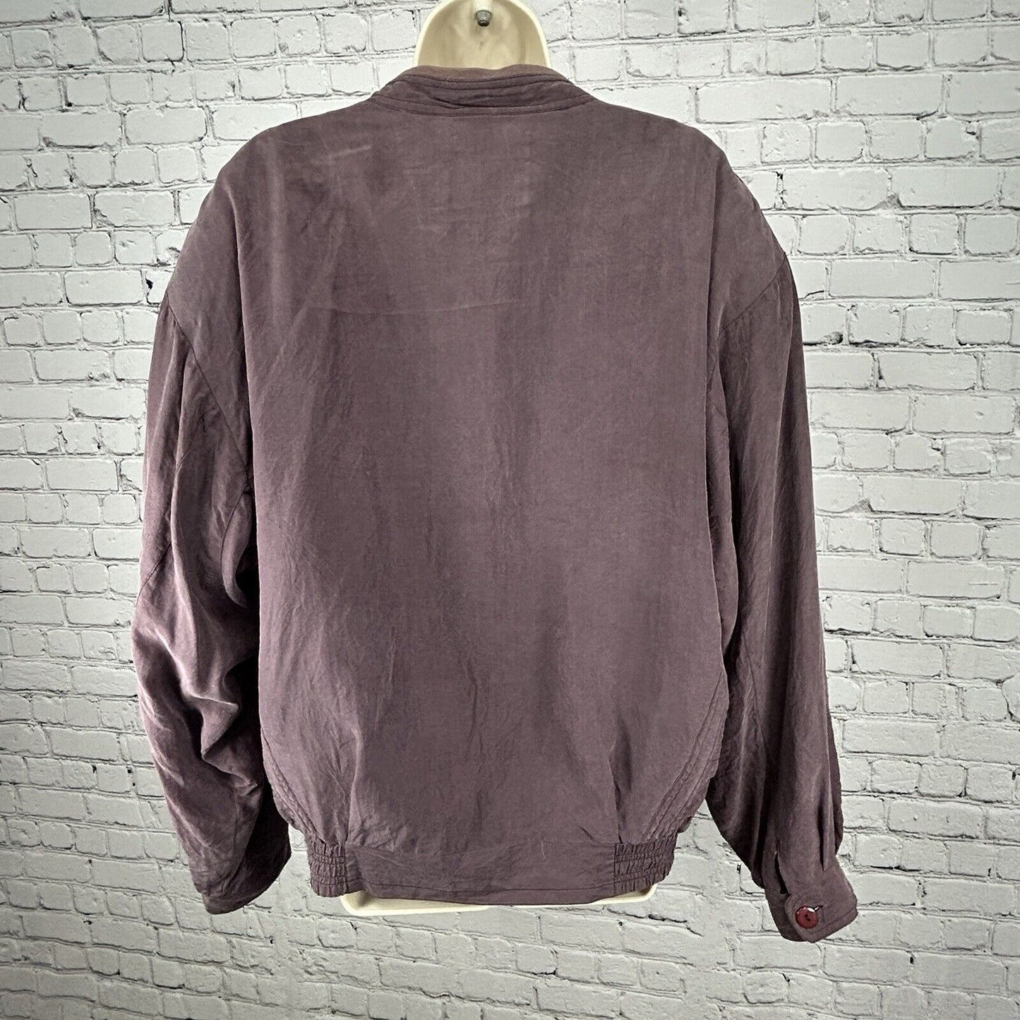 Commander Purple 100% Silk Zip Up Softshell Bomber Jacket Women’s Size Large L