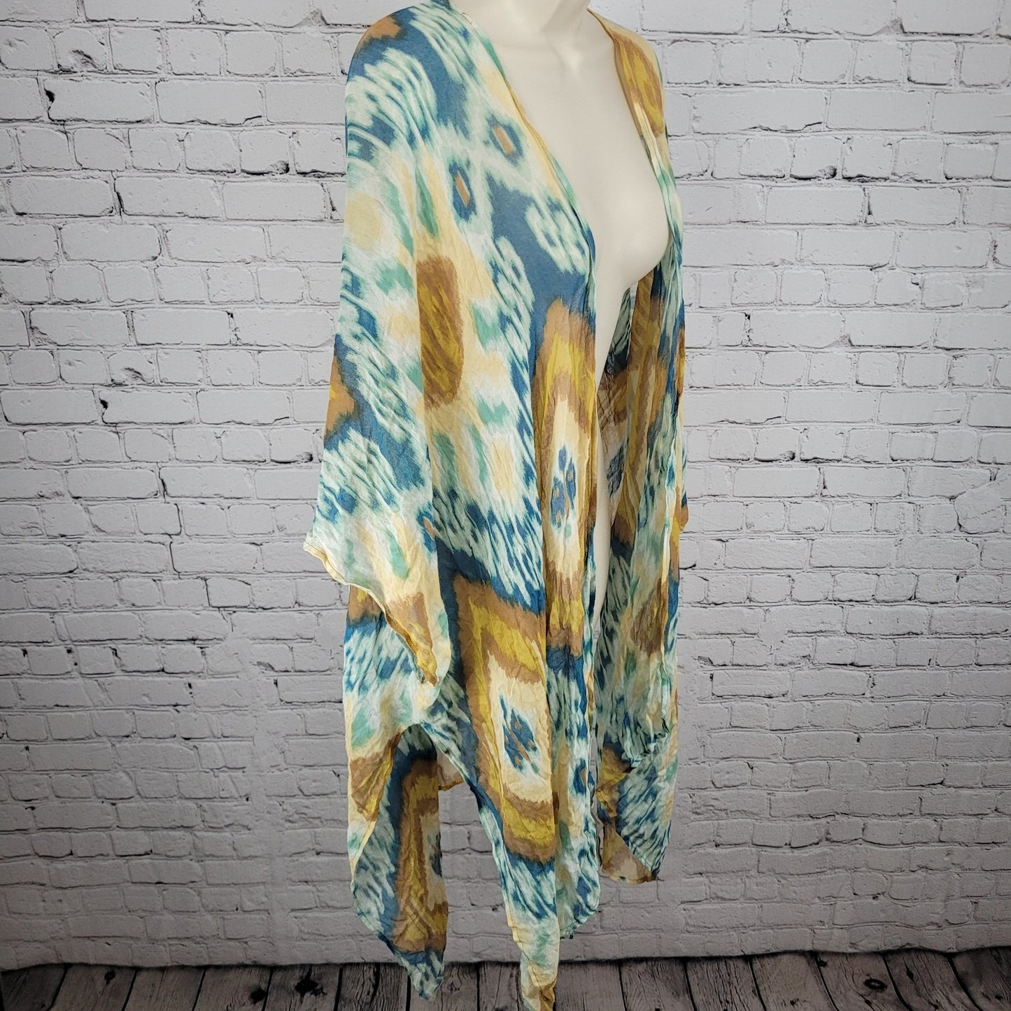 Free People By Bindya Multicolor Lightweight Gauzy Open Duster Cardigan One Size