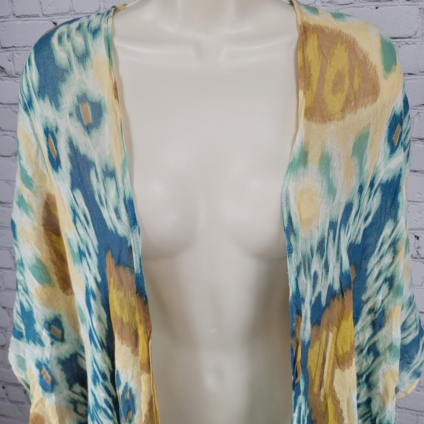 Free People By Bindya Multicolor Lightweight Gauzy Open Duster Cardigan One Size