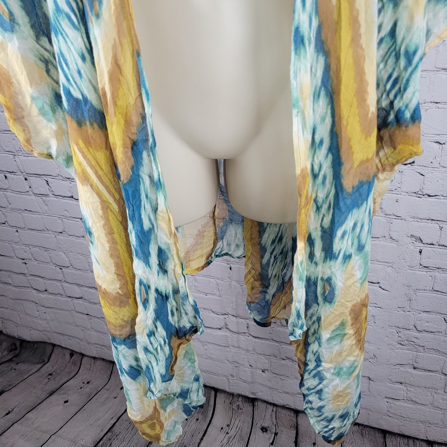 Free People By Bindya Multicolor Lightweight Gauzy Open Duster Cardigan One Size