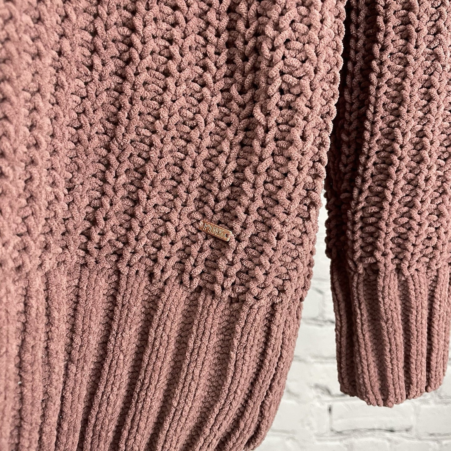 PINK Victoria’s Secret Chunky Knit Oversized Drop Shoulder Sweater Size Small S
