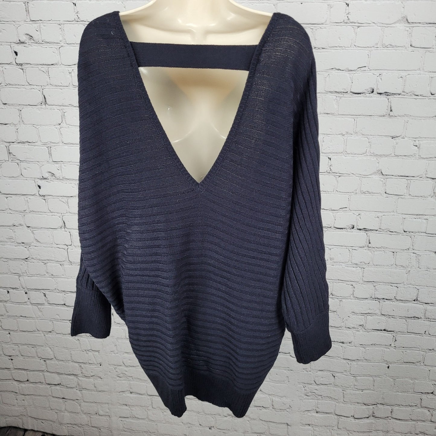 NWT NY&C Soho Jeans Black Knit Slouchy Dolman V Neck Pullover Sweater Size XL