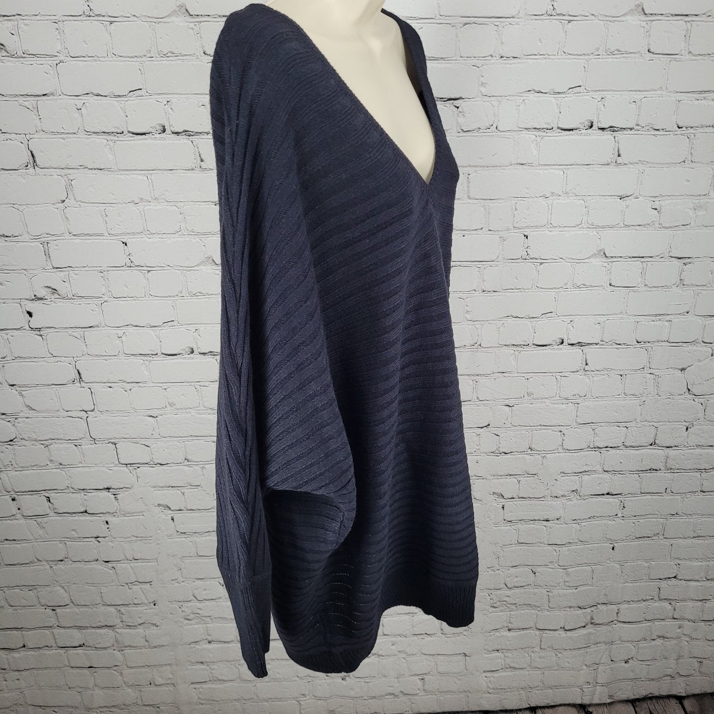 NWT NY&C Soho Jeans Black Knit Slouchy Dolman V Neck Pullover Sweater Size XL