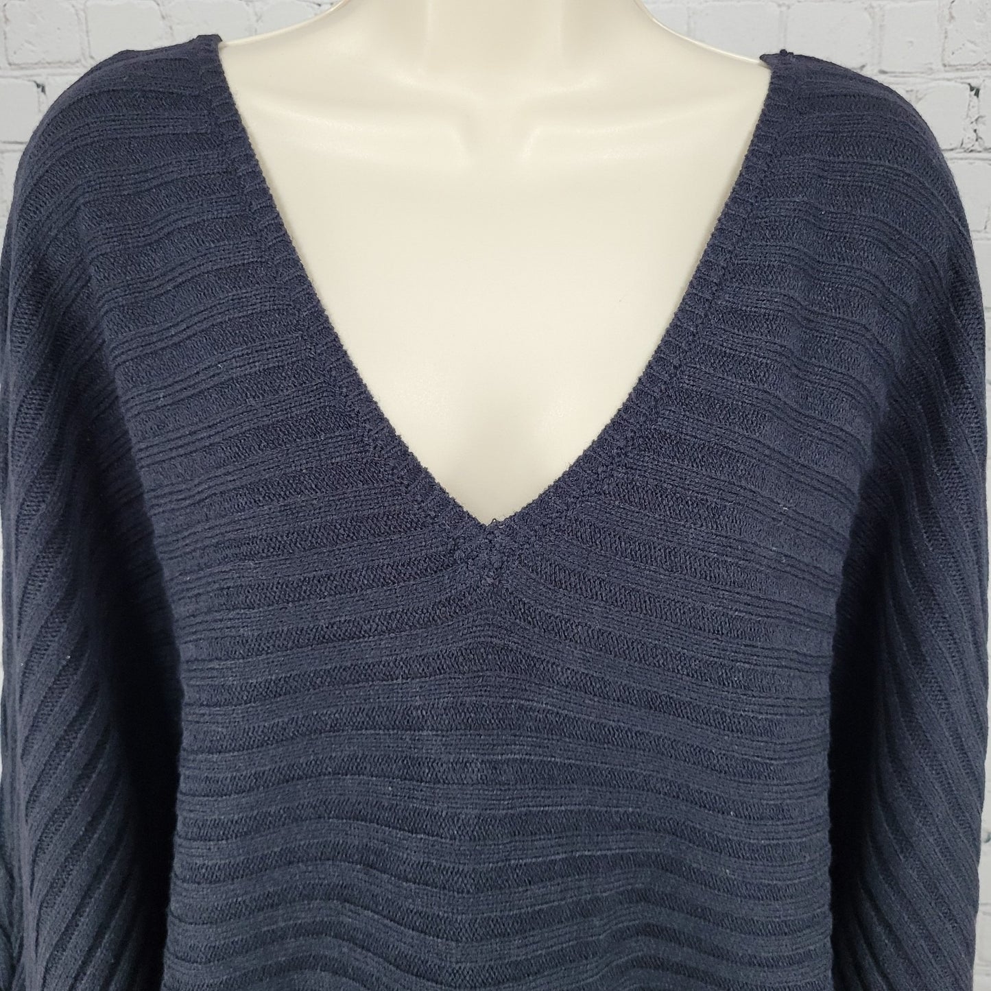 NWT NY&C Soho Jeans Black Knit Slouchy Dolman V Neck Pullover Sweater Size XL