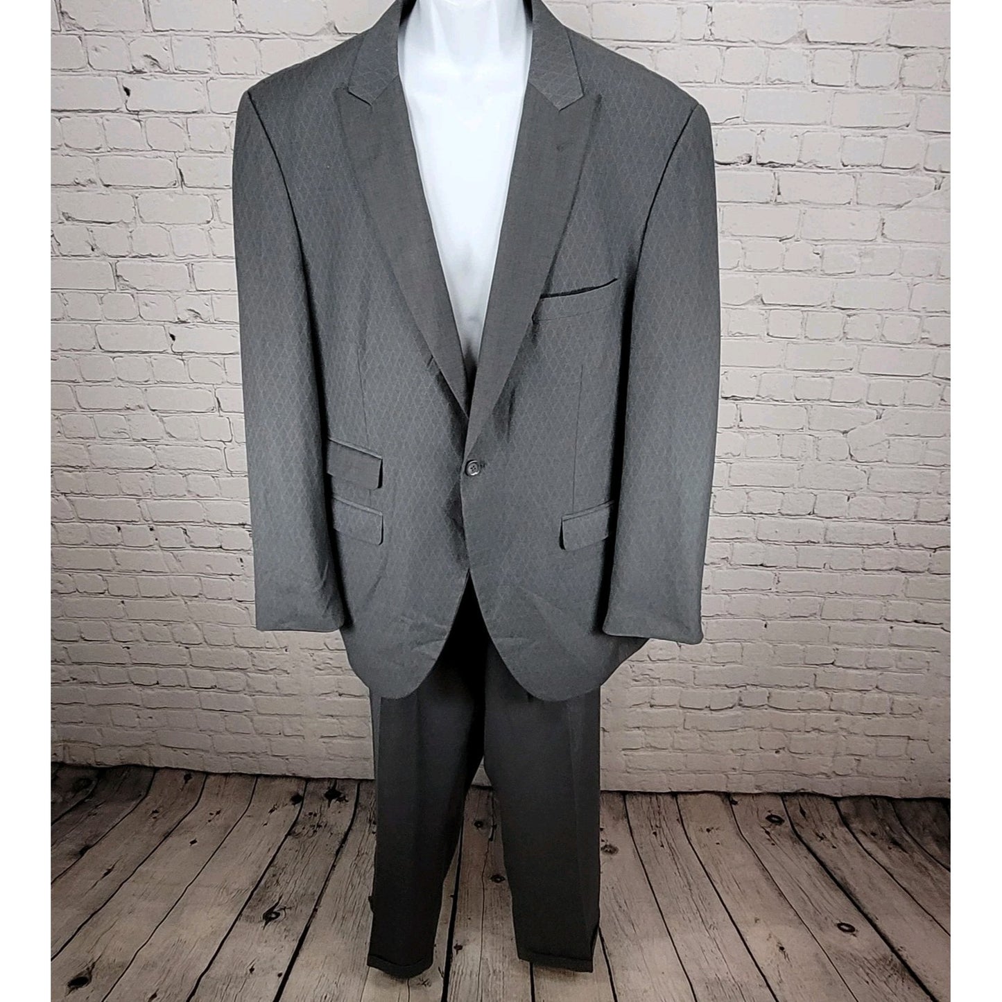 T-Fusion Italy Charcoal Diamond Durango 2 Piece Suit Set Size 46L 40W (36x31)