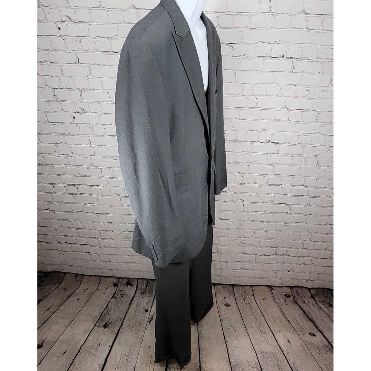 T-Fusion Italy Charcoal Diamond Durango 2 Piece Suit Set Size 46L 40W (36x31)