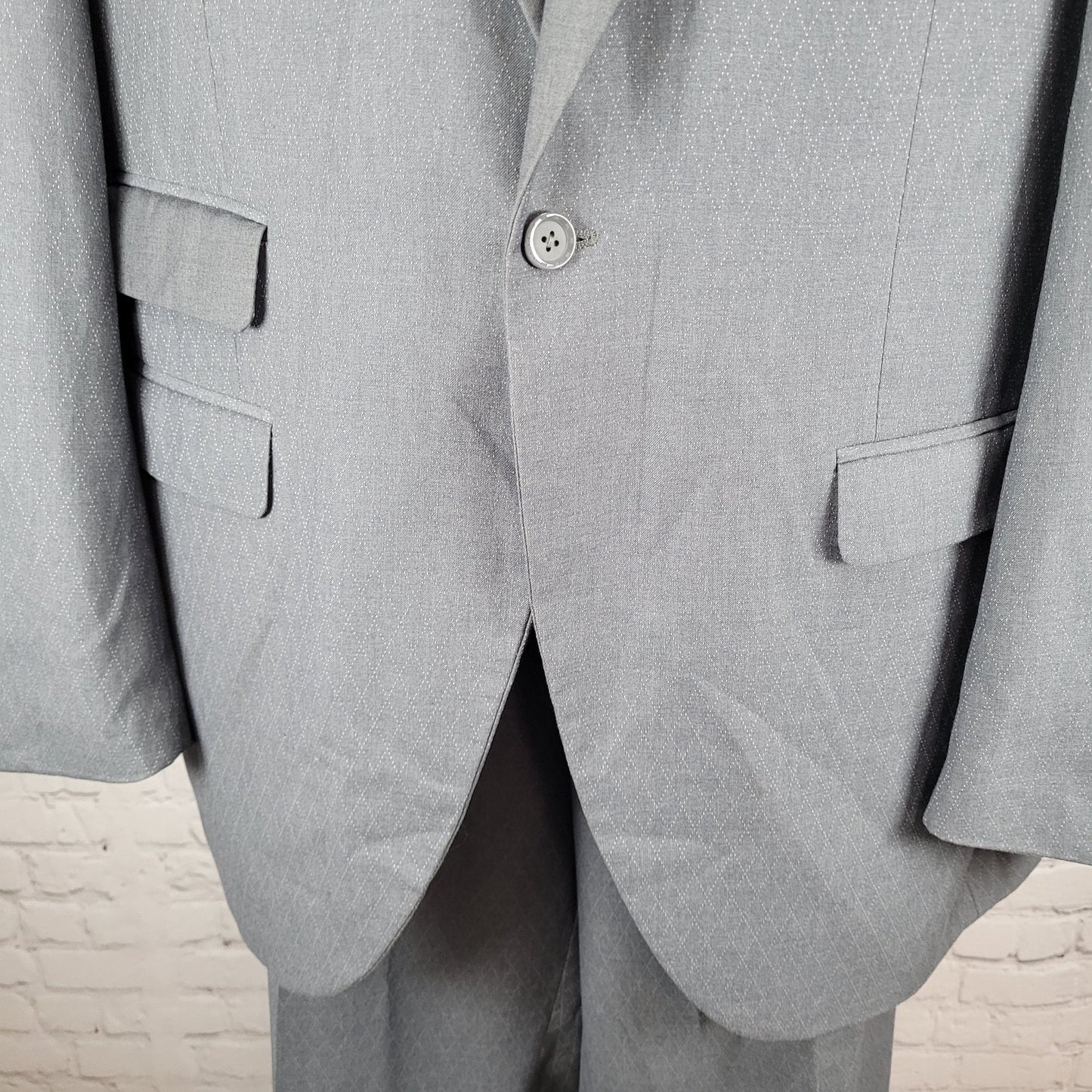 T-Fusion Italy Charcoal Diamond Durango 2 Piece Suit Set Size 46L 40W (36x31)