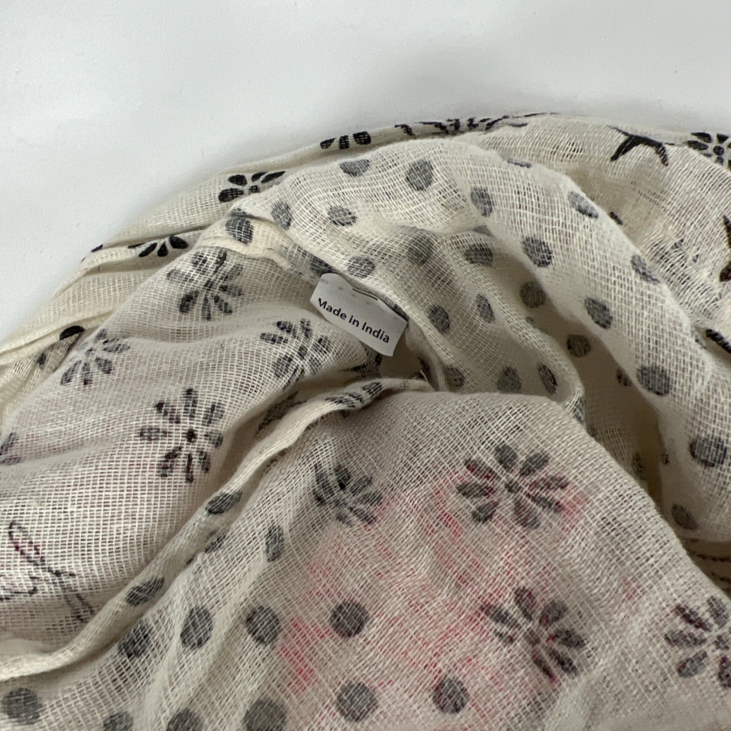 Free People Floral Boho Reusable Shopping Crossbody Tote Bag Muslin Beige Pink S