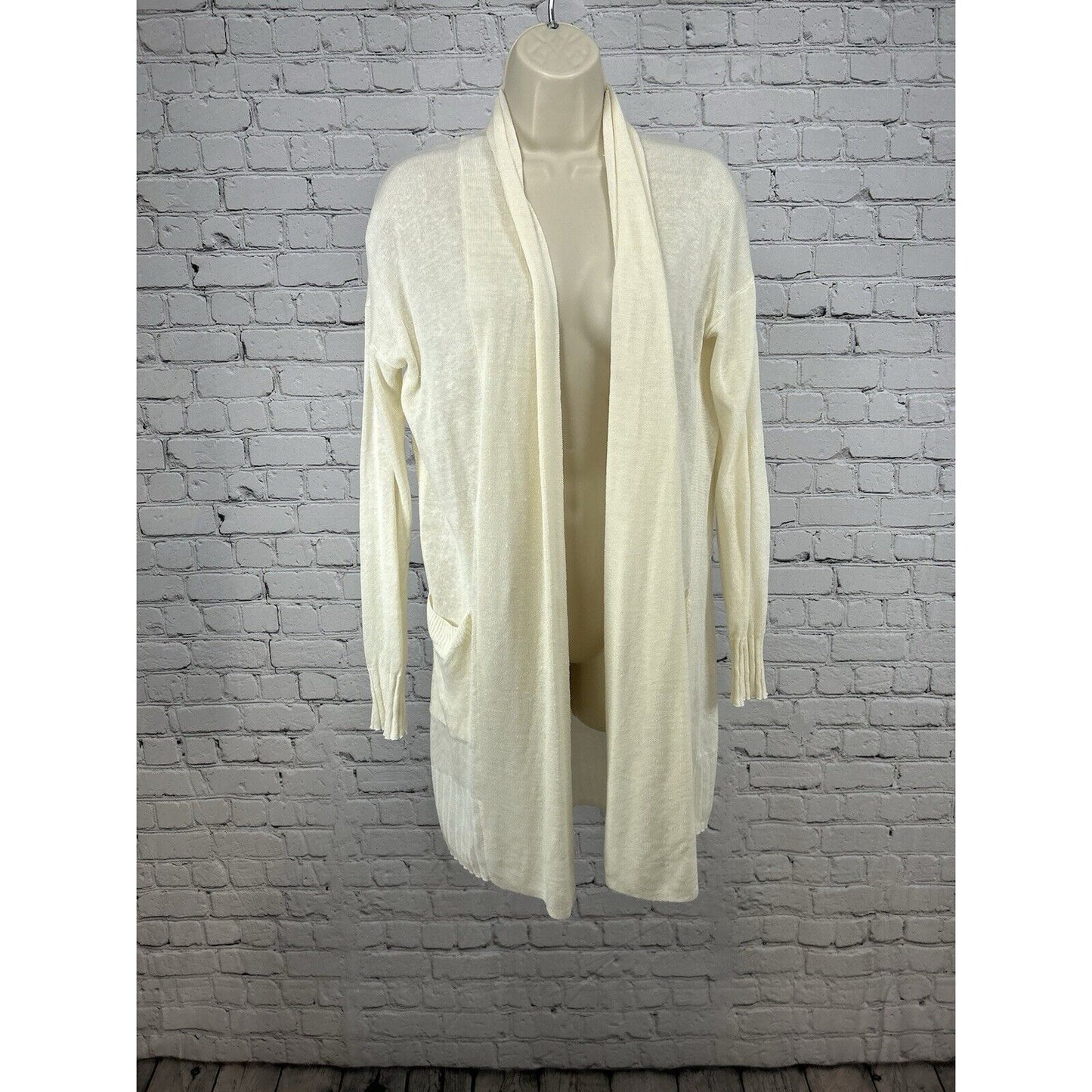 J. Crew Ivory Lightweight Drapey Linen Blend Knit Sweater Cardigan Women’s S