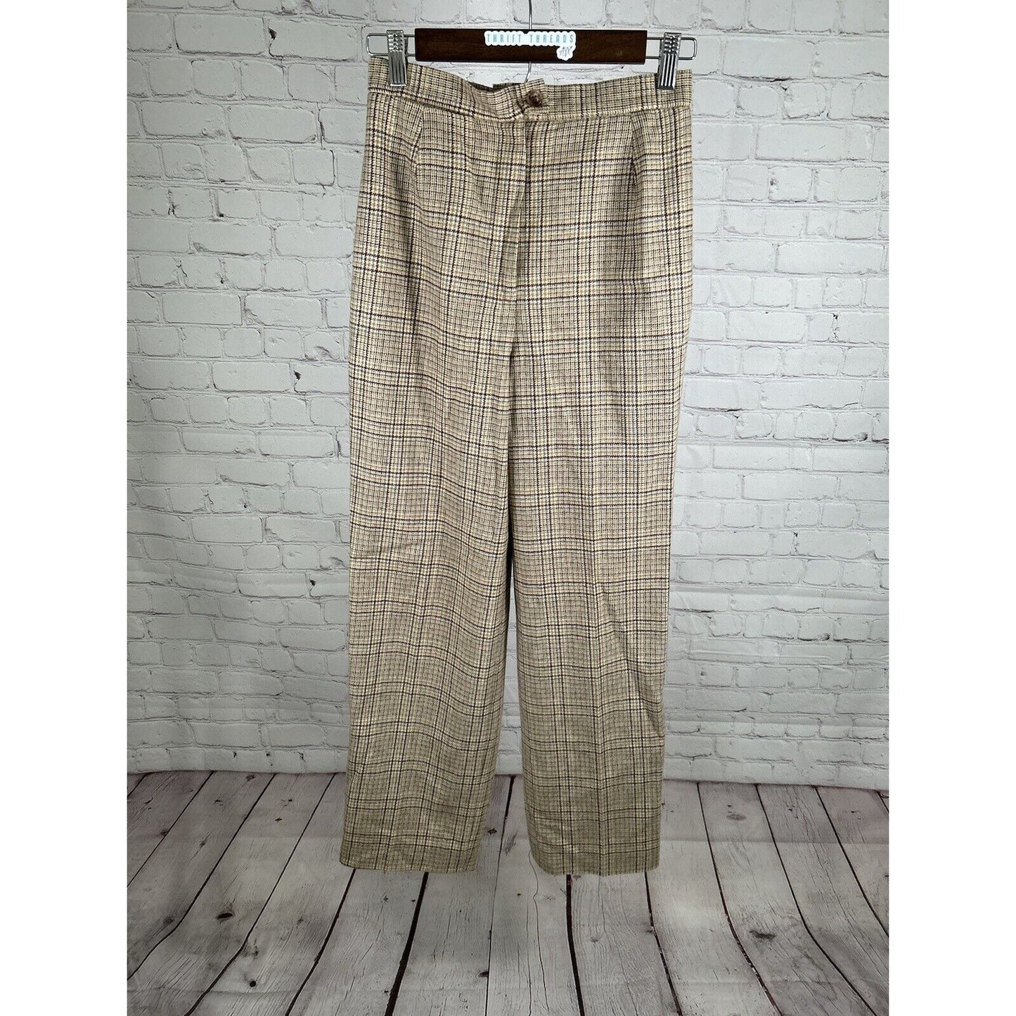 VTG Gordon Of Philadelphia Multicolored Plaid Wool Blend Pants 6 (26 x 29)