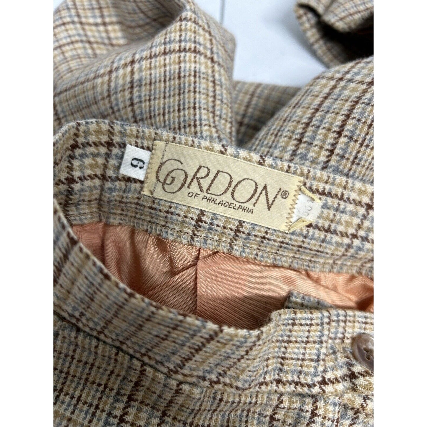 VTG Gordon Of Philadelphia Multicolored Plaid Wool Blend Pants 6 (26 x 29)