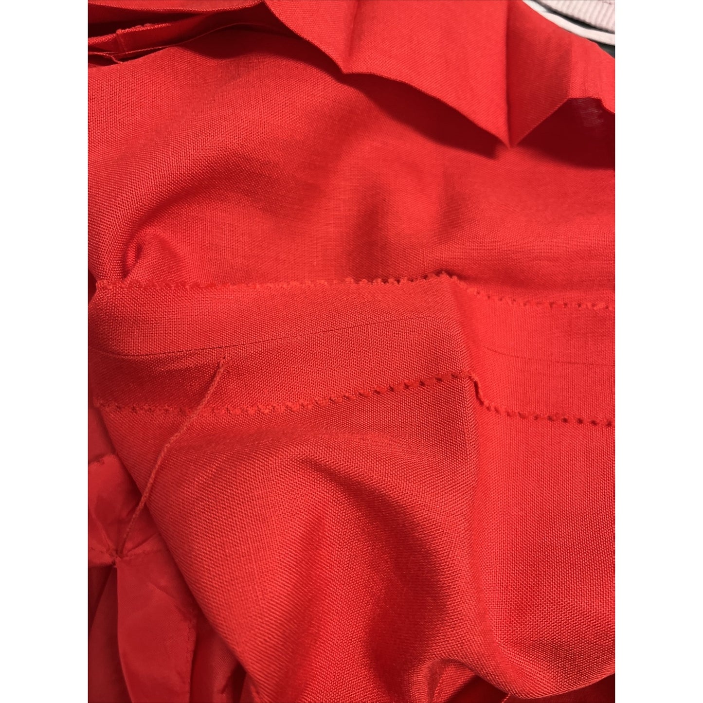 Vintage Adele Simpson Candy Apple Red Linen Blend High Waist Pleated Long Skirt