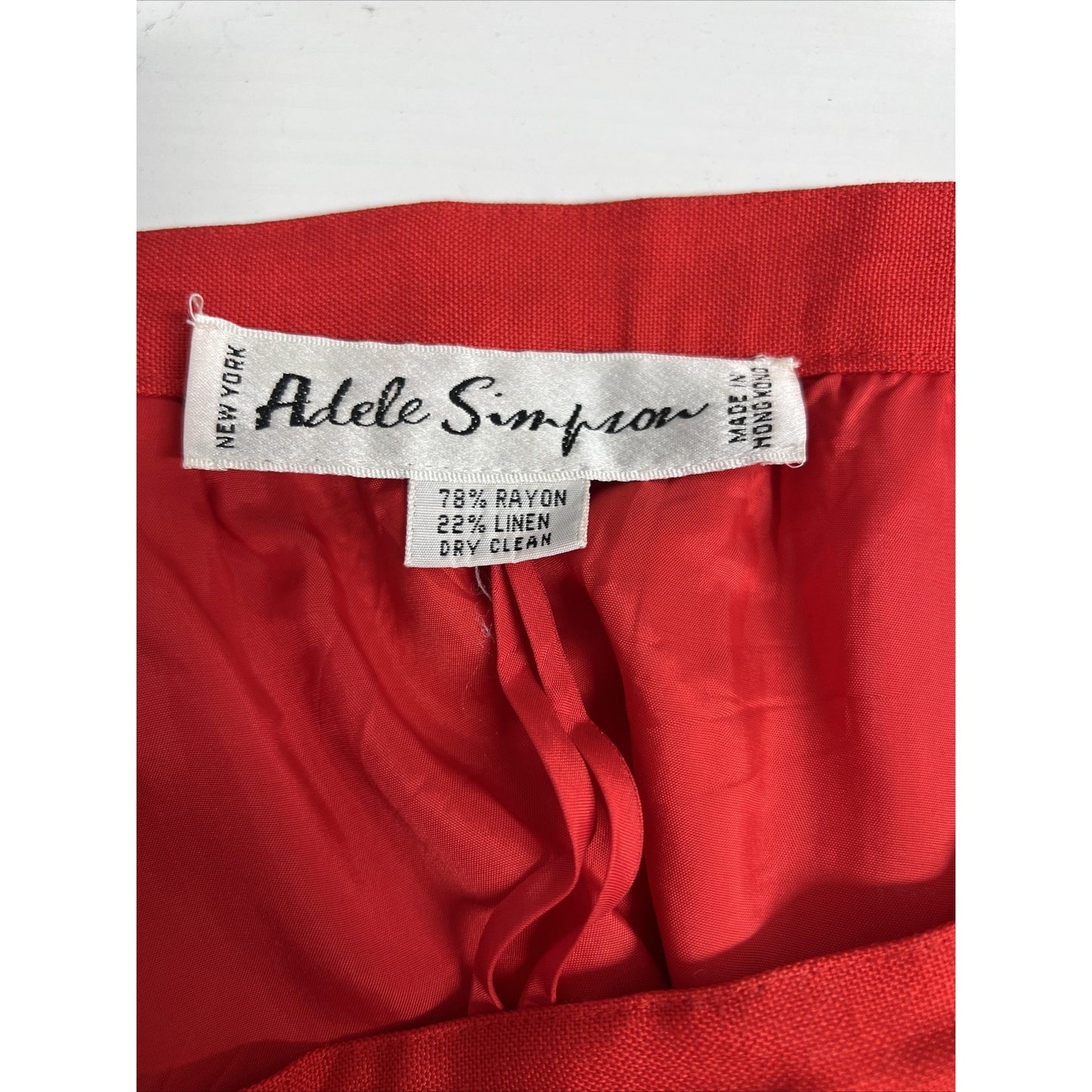 Vintage Adele Simpson Candy Apple Red Linen Blend High Waist Pleated Long Skirt