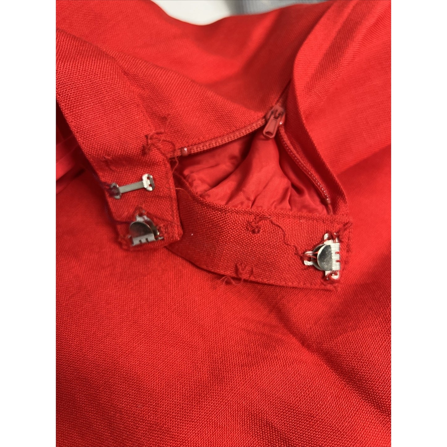 Vintage Adele Simpson Candy Apple Red Linen Blend High Waist Pleated Long Skirt