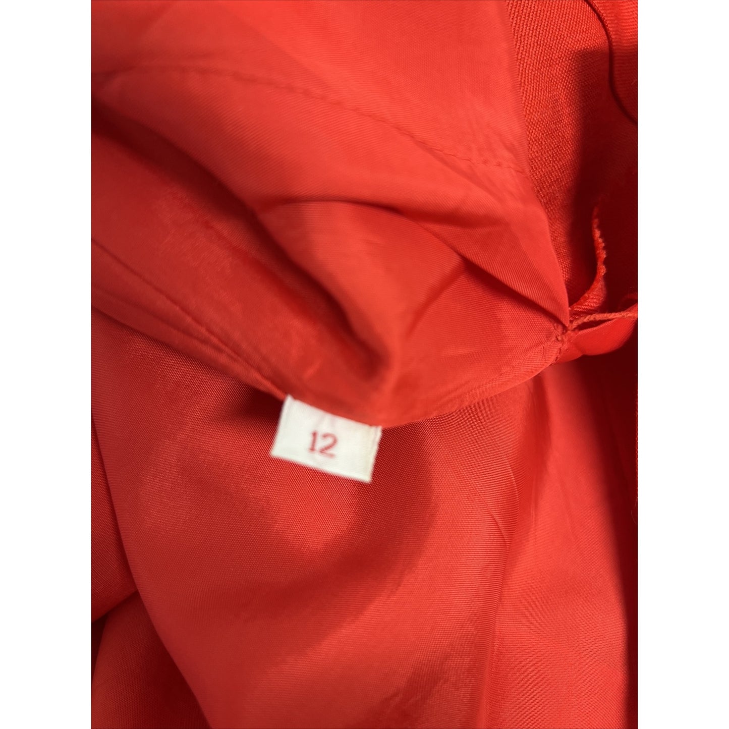 Vintage Adele Simpson Candy Apple Red Linen Blend High Waist Pleated Long Skirt