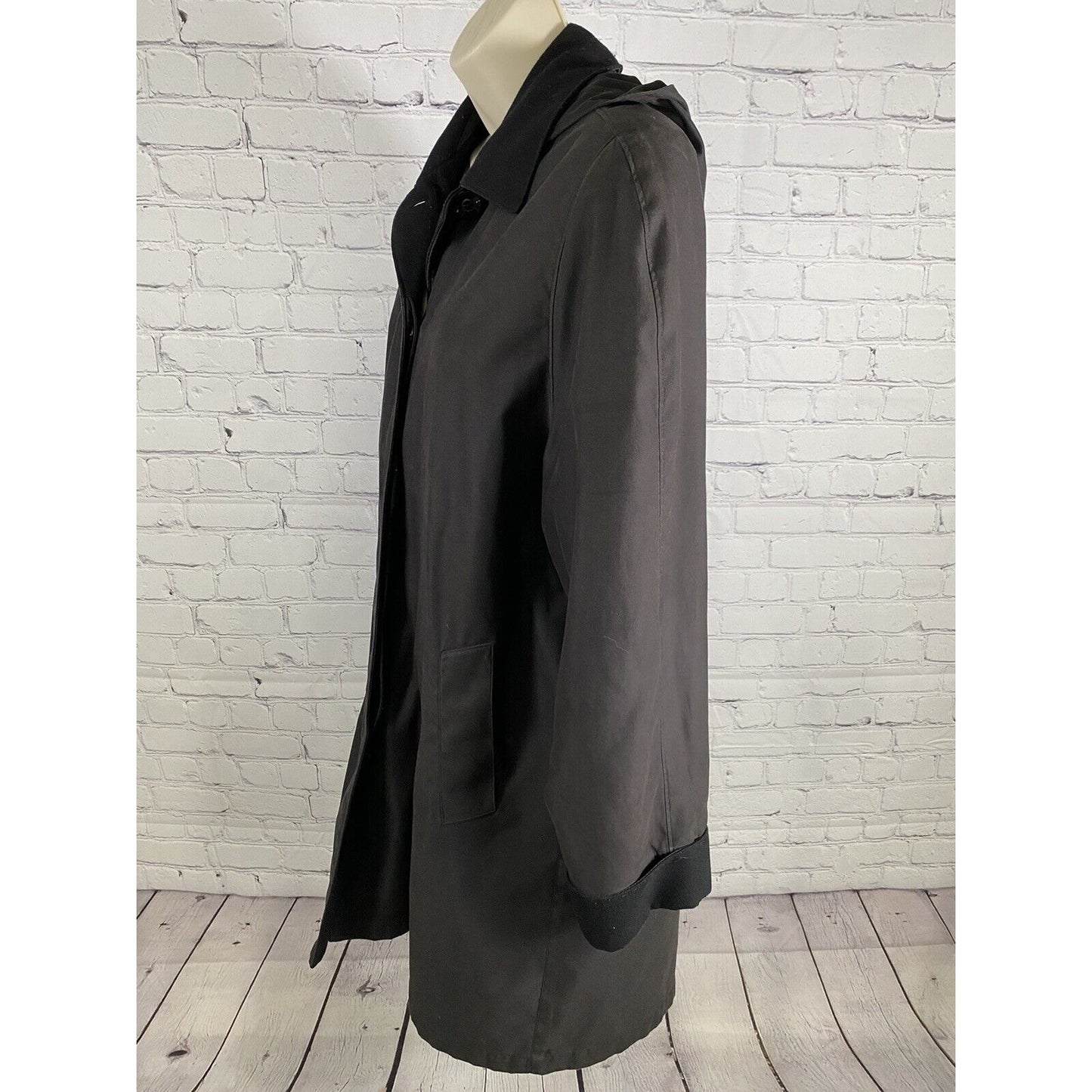 London Fog Black Water Repellent Button Up Coat Jacket W Warmer Yoke Women’s M