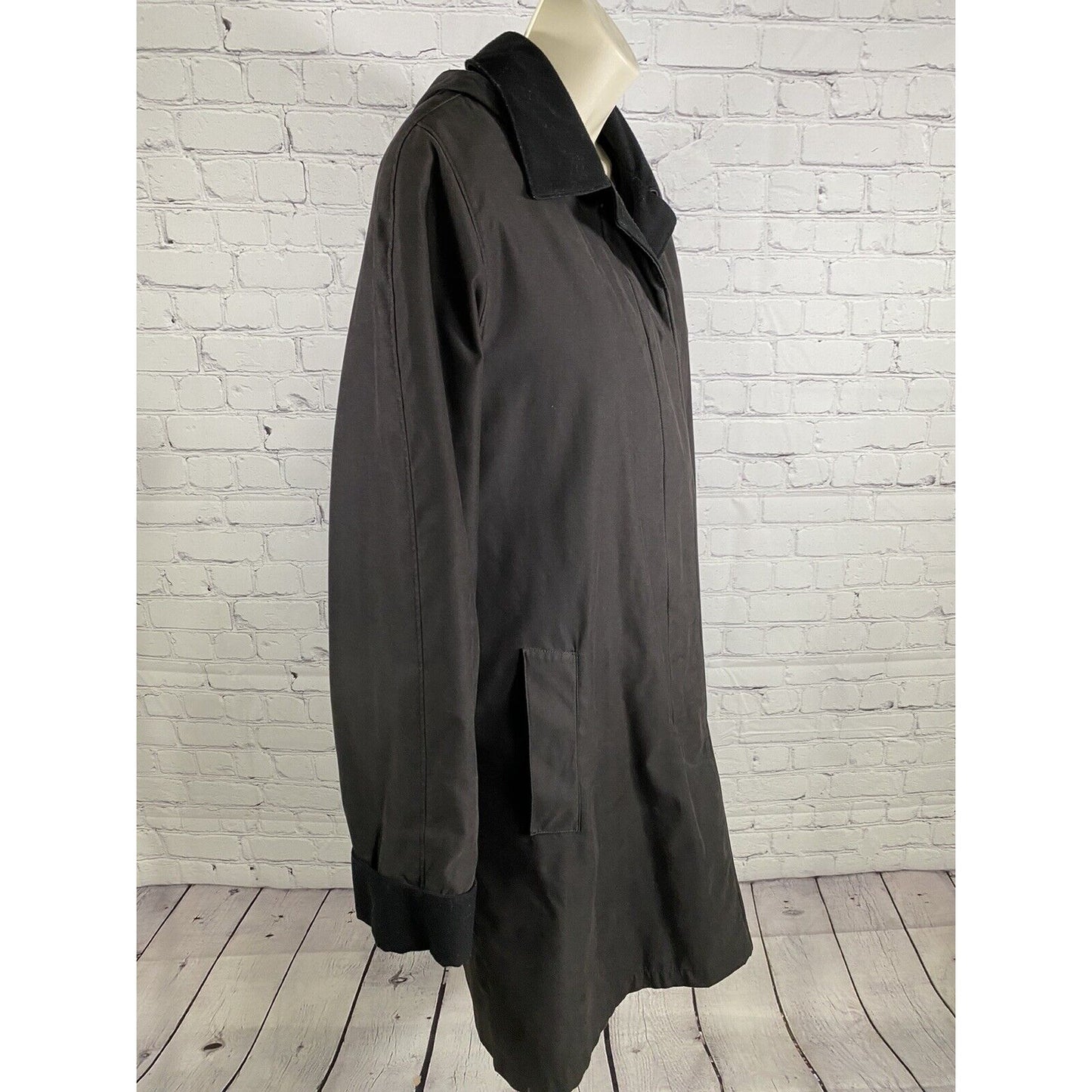 London Fog Black Water Repellent Button Up Coat Jacket W Warmer Yoke Women’s M
