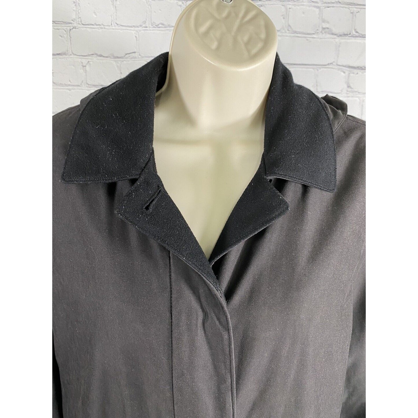 London Fog Black Water Repellent Button Up Coat Jacket W Warmer Yoke Women’s M