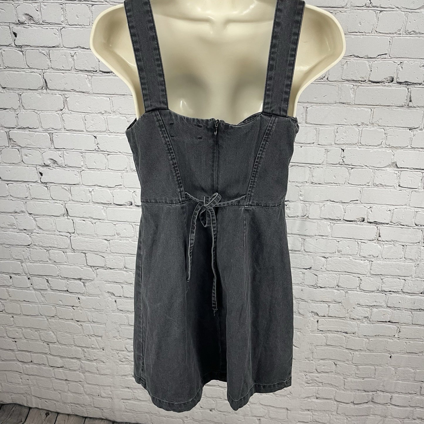 ASOS Design Grey 100% Cotton Sleeveless Zipped Back Tie Maternity Dress Size 8