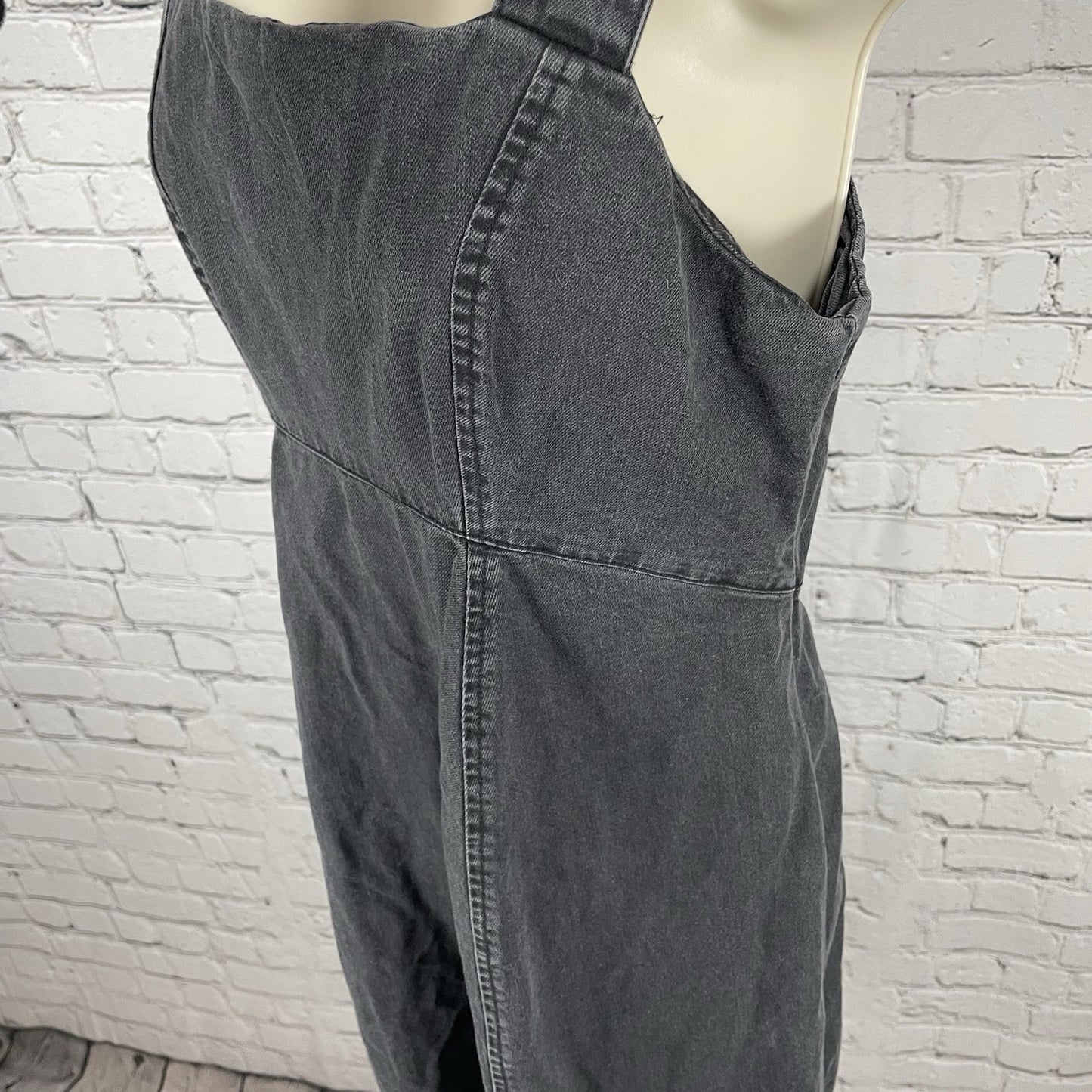 ASOS Design Grey 100% Cotton Sleeveless Zipped Back Tie Maternity Dress Size 8
