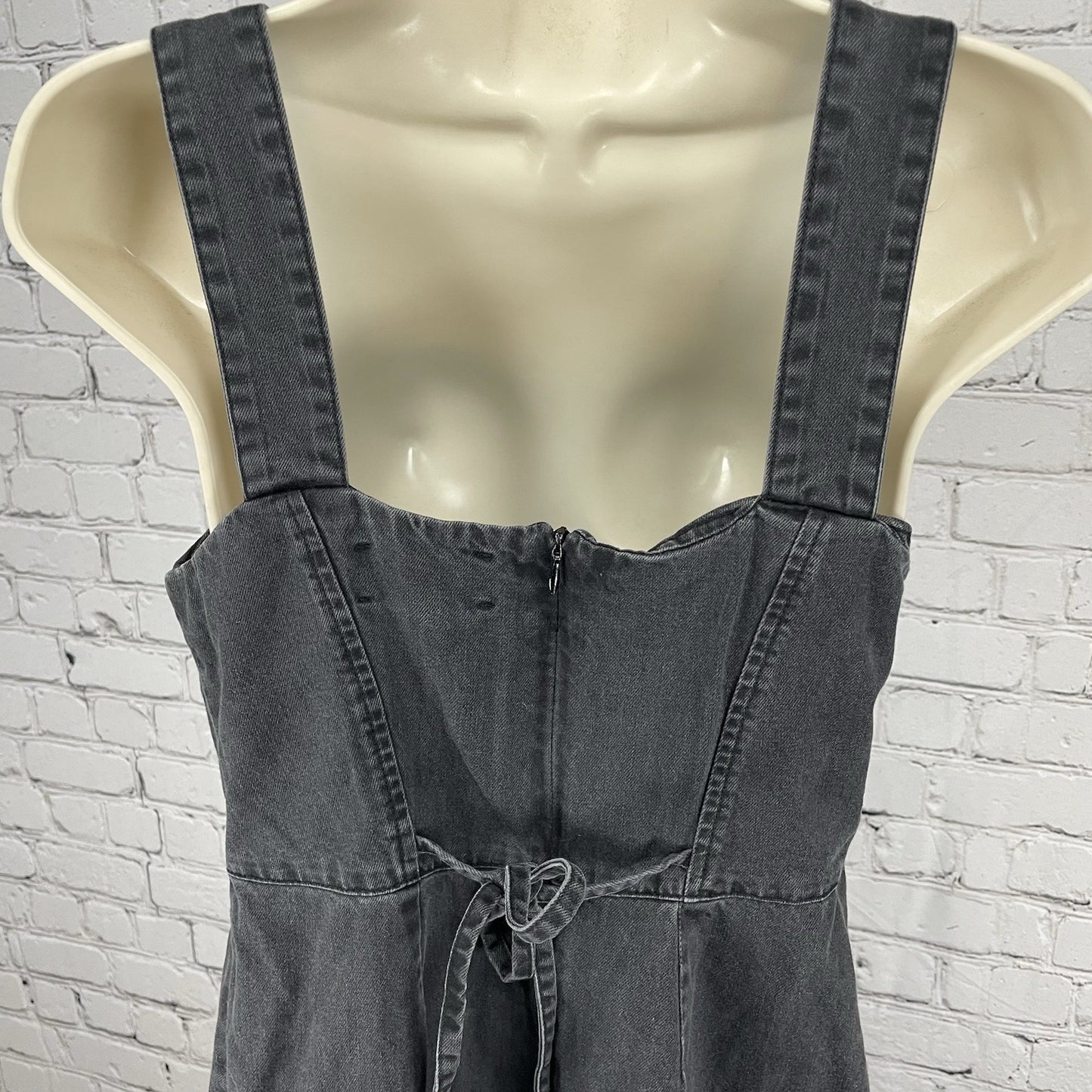 ASOS Design Grey 100% Cotton Sleeveless Zipped Back Tie Maternity Dress Size 8