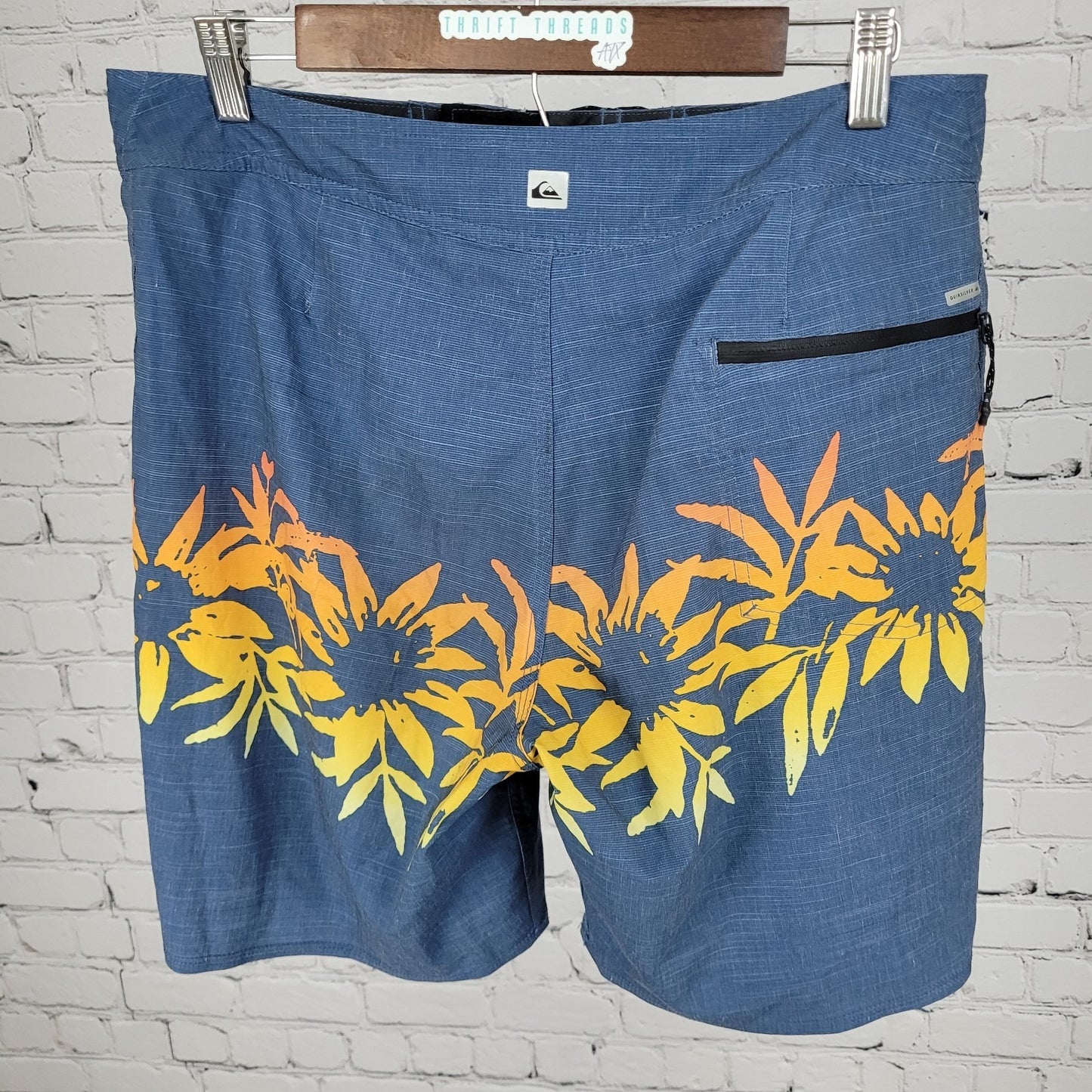 Quiksilver Blue Dry Flight High Line Stretch Board Shorts Swim Trunks Size 32x9
