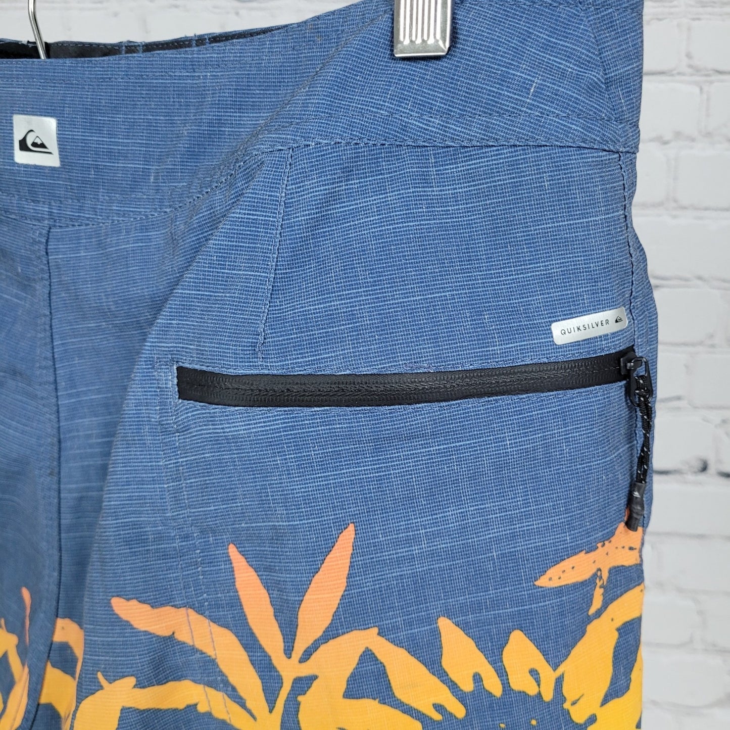 Quiksilver Blue Dry Flight High Line Stretch Board Shorts Swim Trunks Size 32x9