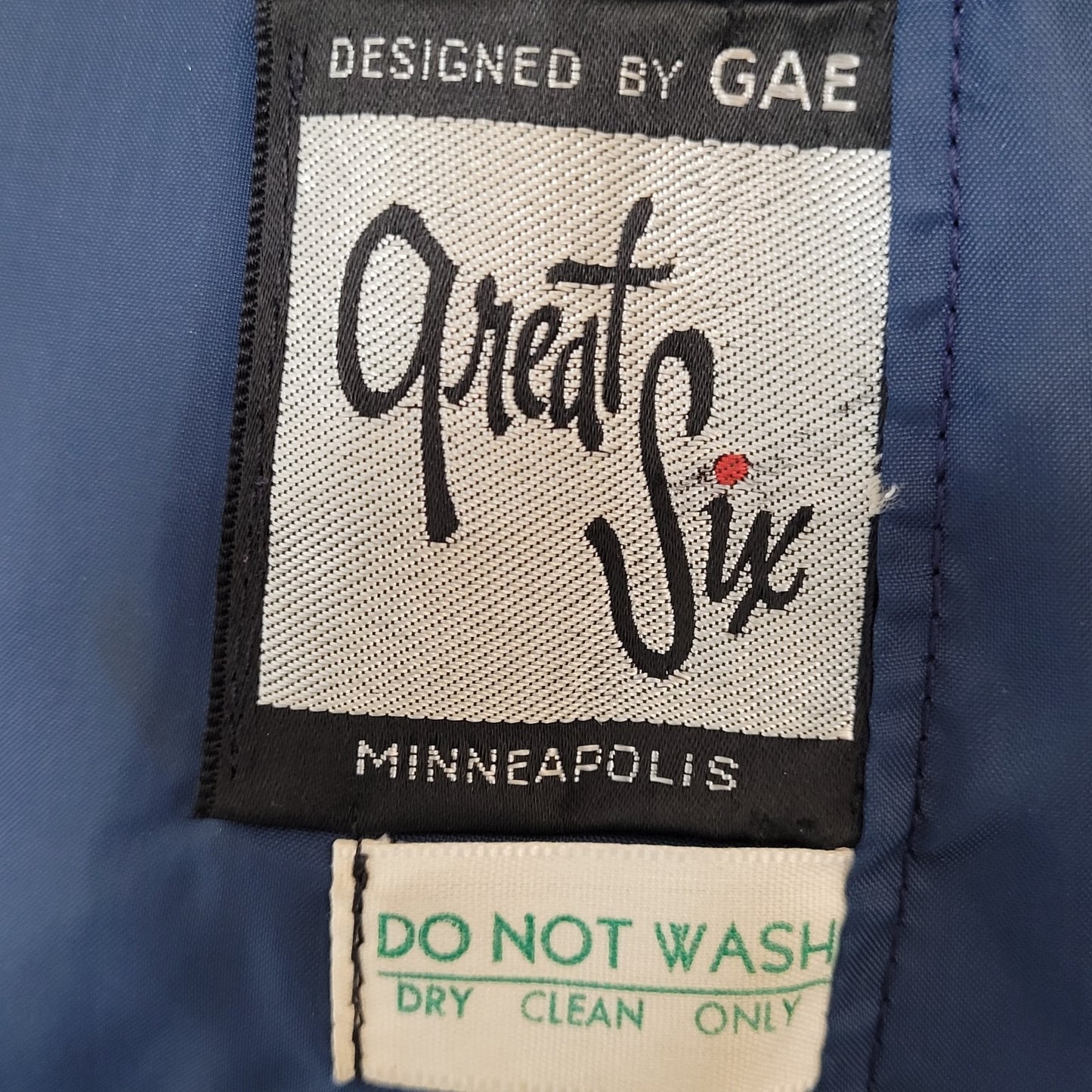 VTG Great Six By GAE Blue Retro Full Zip Belted Windbreaker Jacket Size Large L