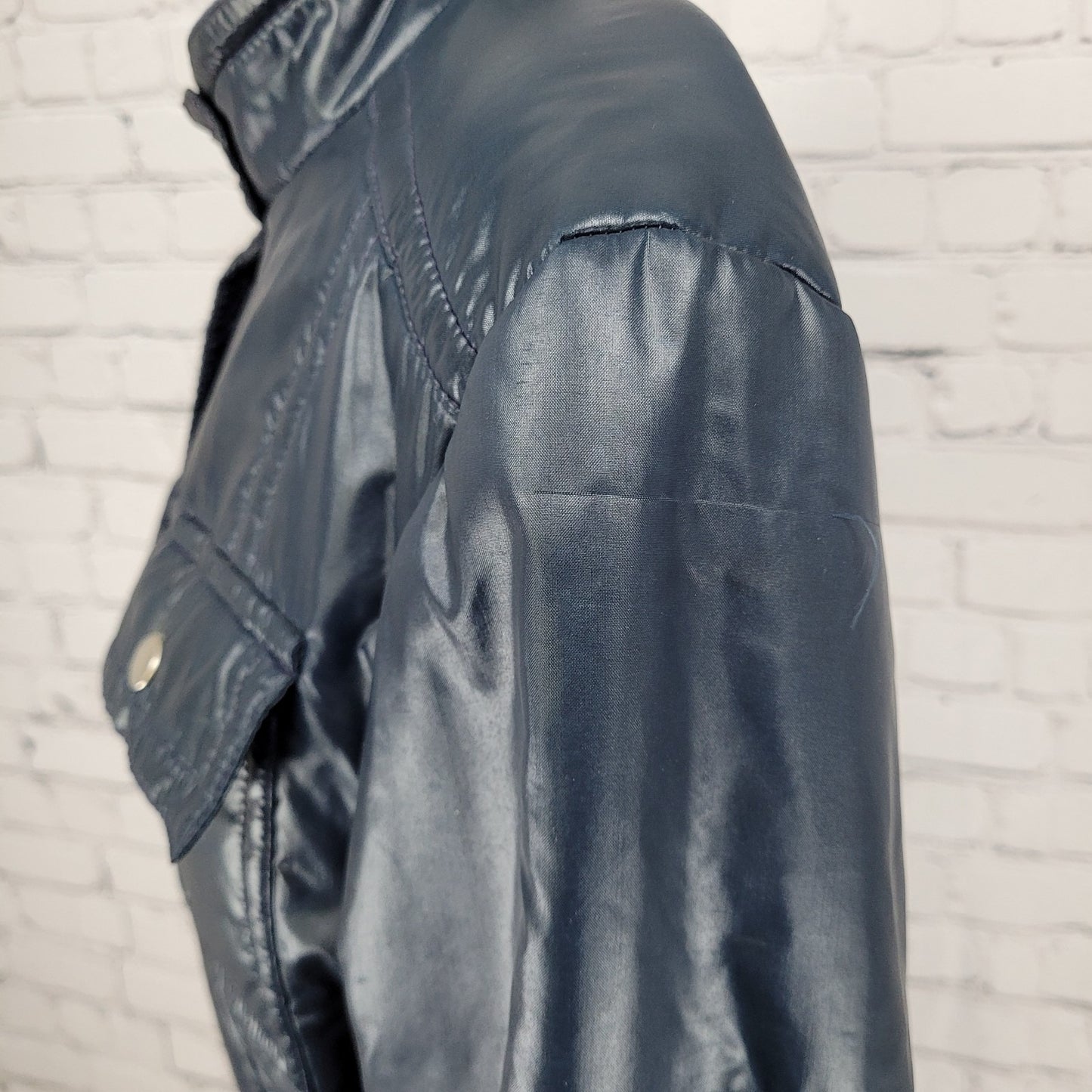 VTG Great Six By GAE Blue Retro Full Zip Belted Windbreaker Jacket Size Large L