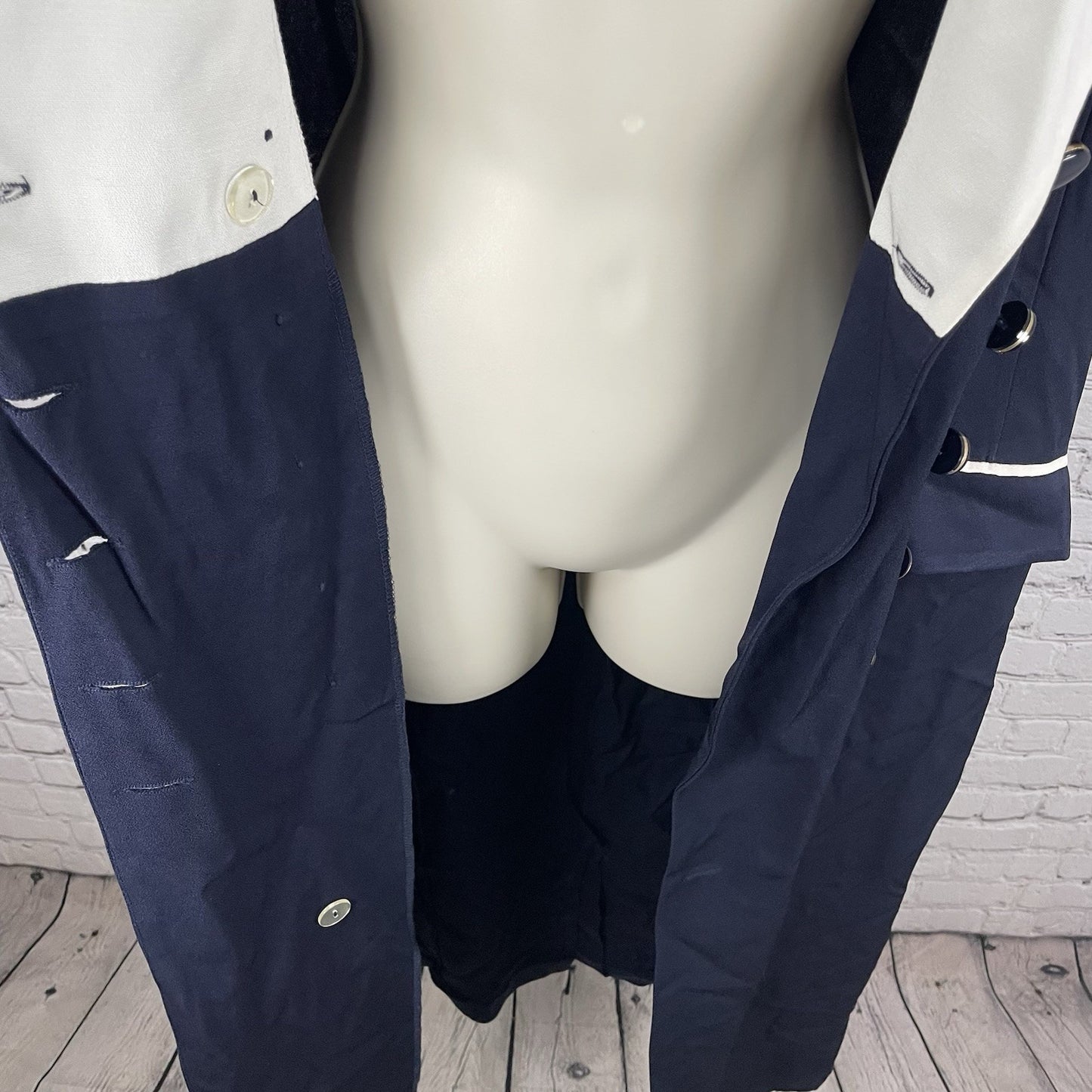 NWT VTG Danny & Nicole Navy & Ivory Retro Buttoned Coat Dress USA Made Size 14