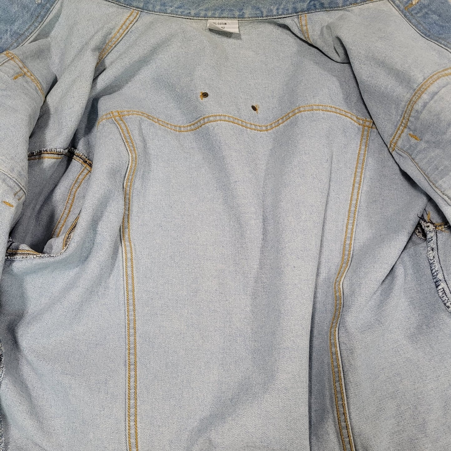 The Raiders Motorcycles Blue Denim Heavy Cotton Light Wash Jean Jacket Size 52