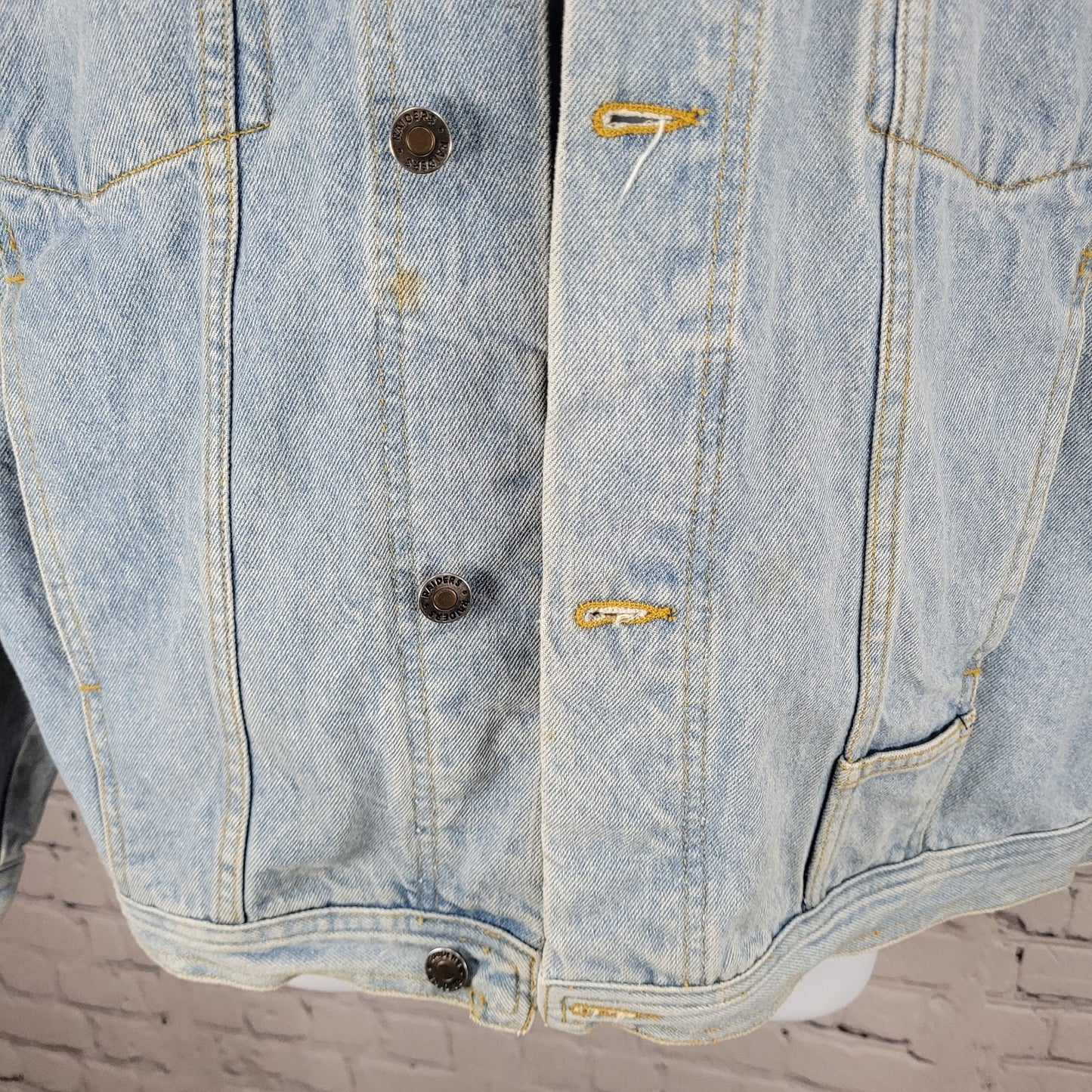 The Raiders Motorcycles Blue Denim Heavy Cotton Light Wash Jean Jacket Size 52
