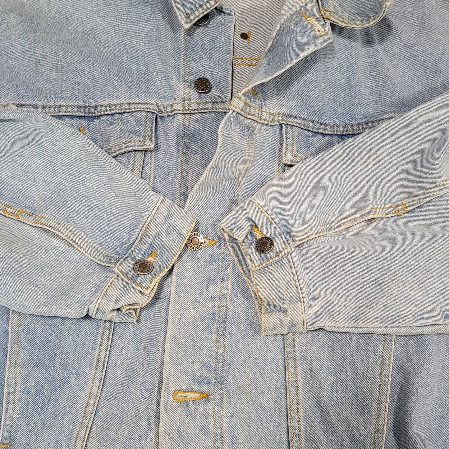 The Raiders Motorcycles Blue Denim Heavy Cotton Light Wash Jean Jacket Size 52