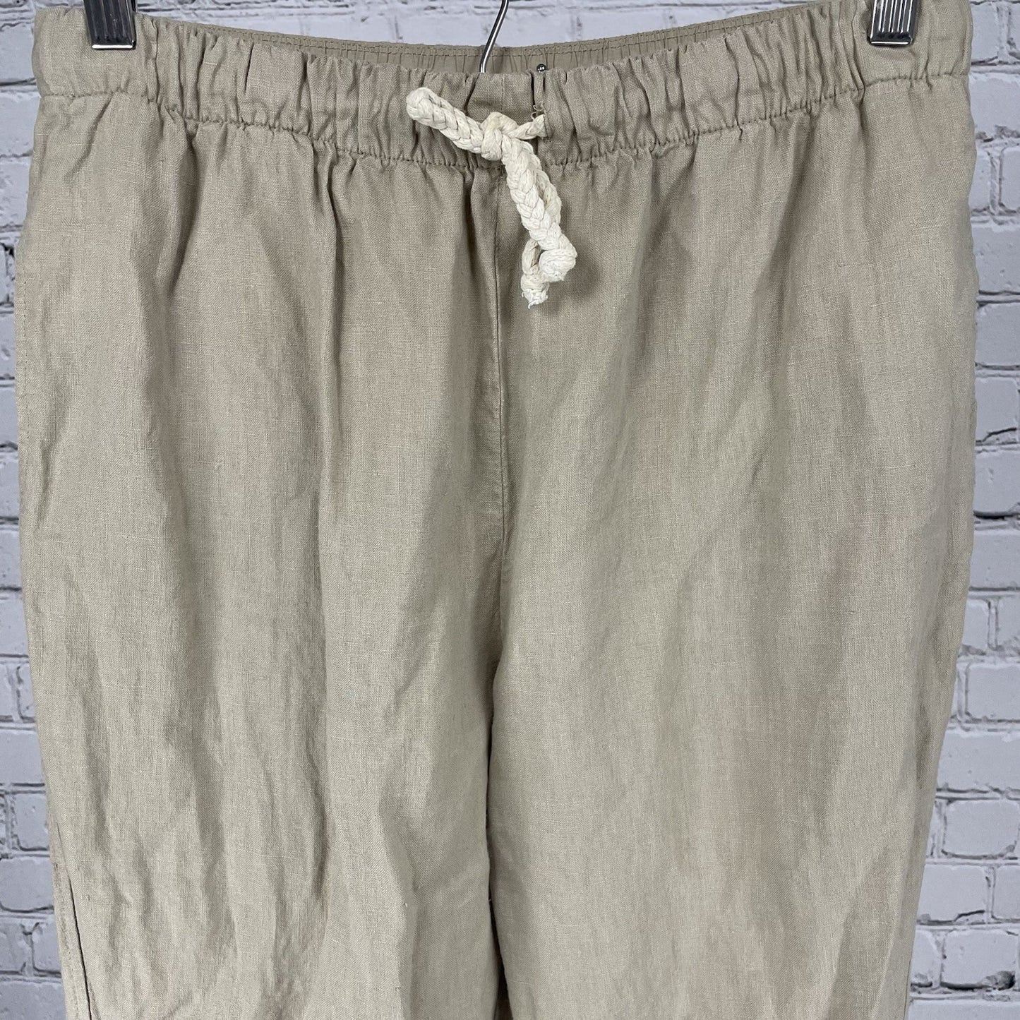 Zara Beige Elastic Waist Hi-Rise Lightweight Ankle Pants Size Small S (28x25.5)