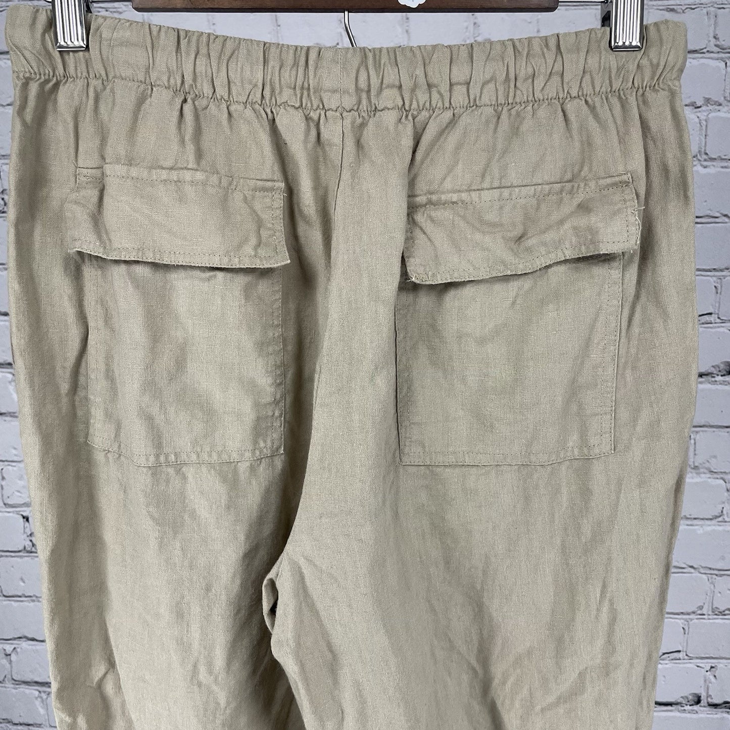 Zara Beige Elastic Waist Hi-Rise Lightweight Ankle Pants Size Small S (28x25.5)