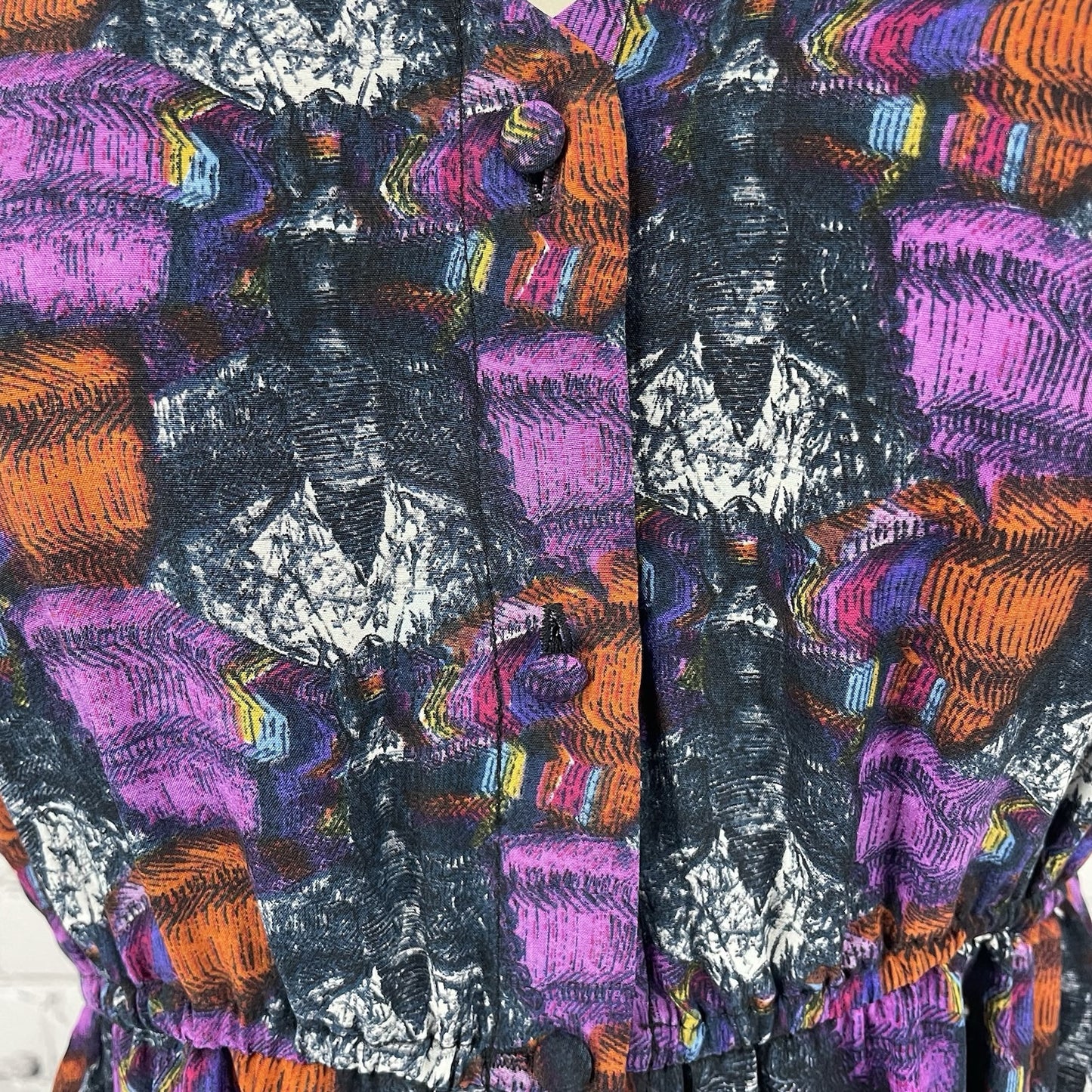 Ecote Purple Orange 100% Silk Lightweight Unlined Button Up Mini Dress Small S