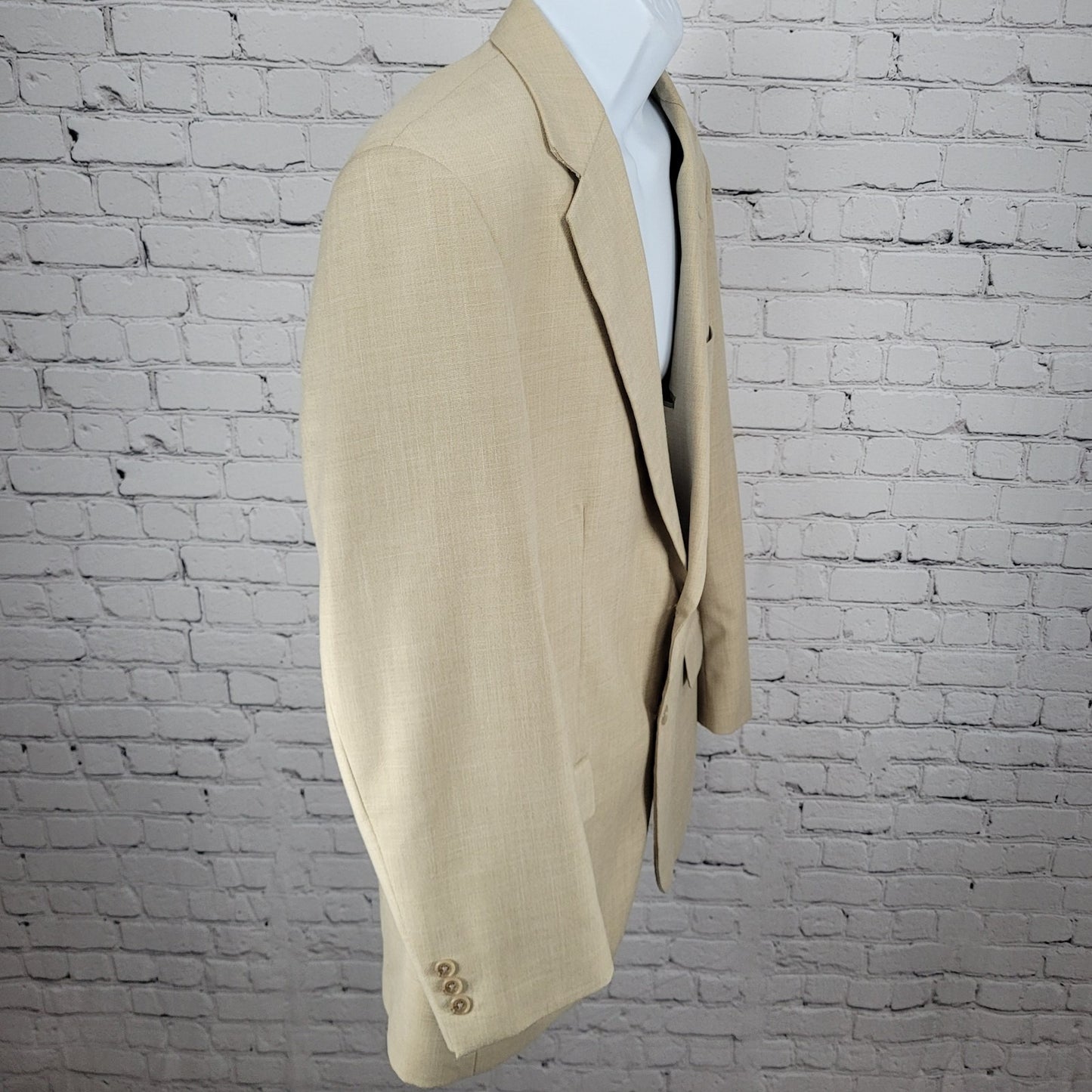 Alan Flusser Tan Khaki 2 Button Single Vented Notch Blazer Sport Coat Size 42R