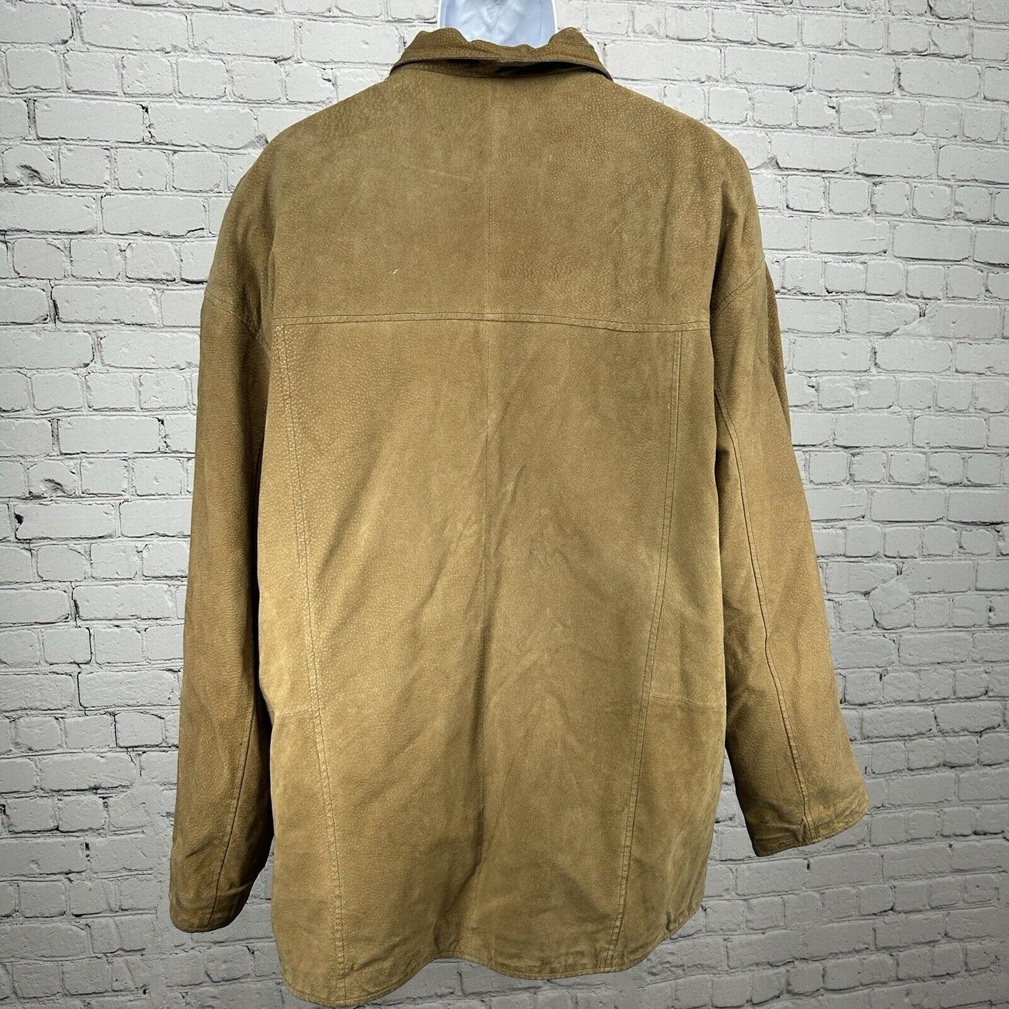 Rigo Sportswear Light Brown Leather Button Up Heavy Jacket Coat Men’s Size XL