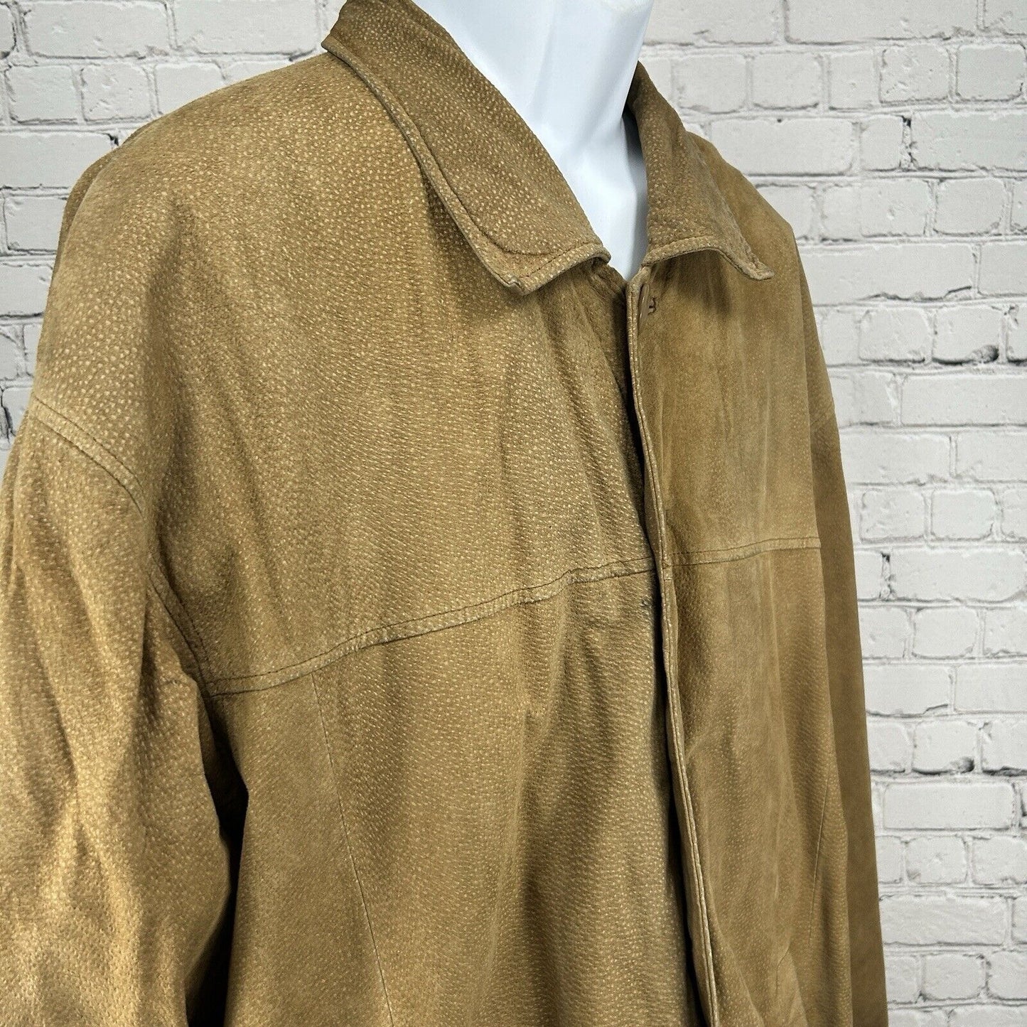 Rigo Sportswear Light Brown Leather Button Up Heavy Jacket Coat Men’s Size XL