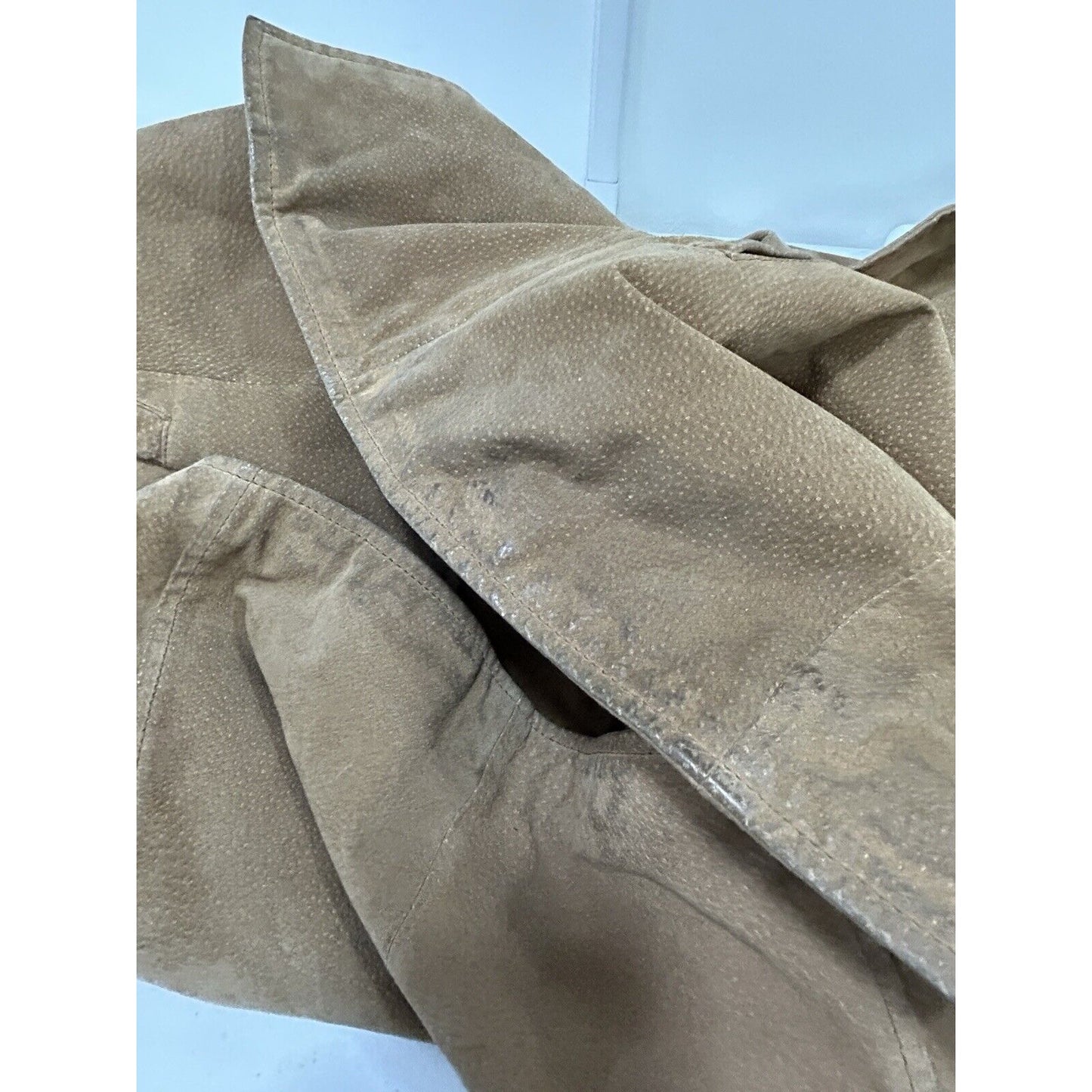 Rigo Sportswear Light Brown Leather Button Up Heavy Jacket Coat Men’s Size XL